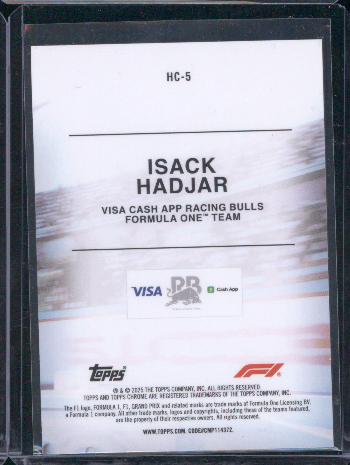 Isack Hadjar 2025 Topps Chrome Formula 1 #HC-5 Helmet Collection