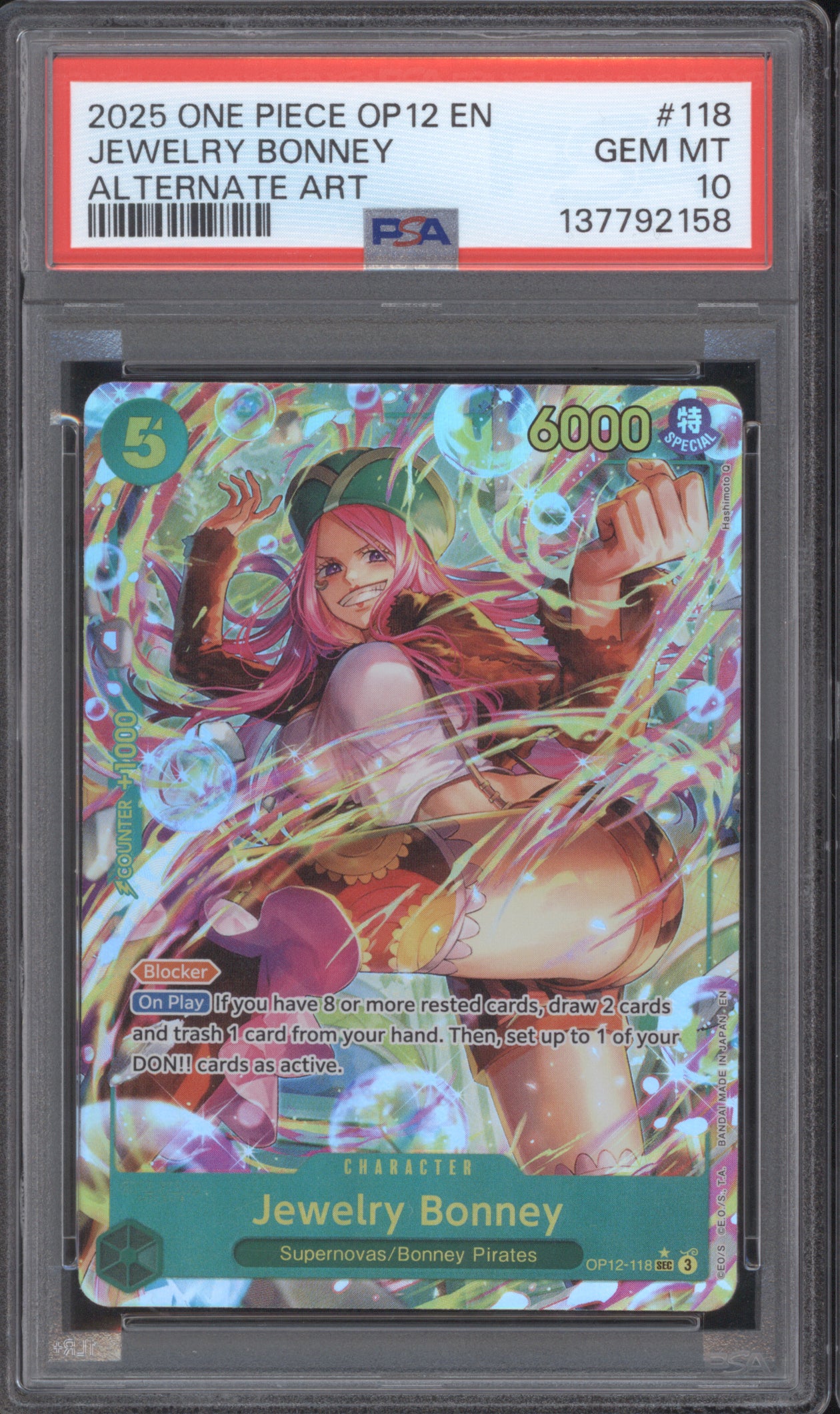 Jewelry Bonney 2025 One Piece OP12-118 Alternate Art PSA 10