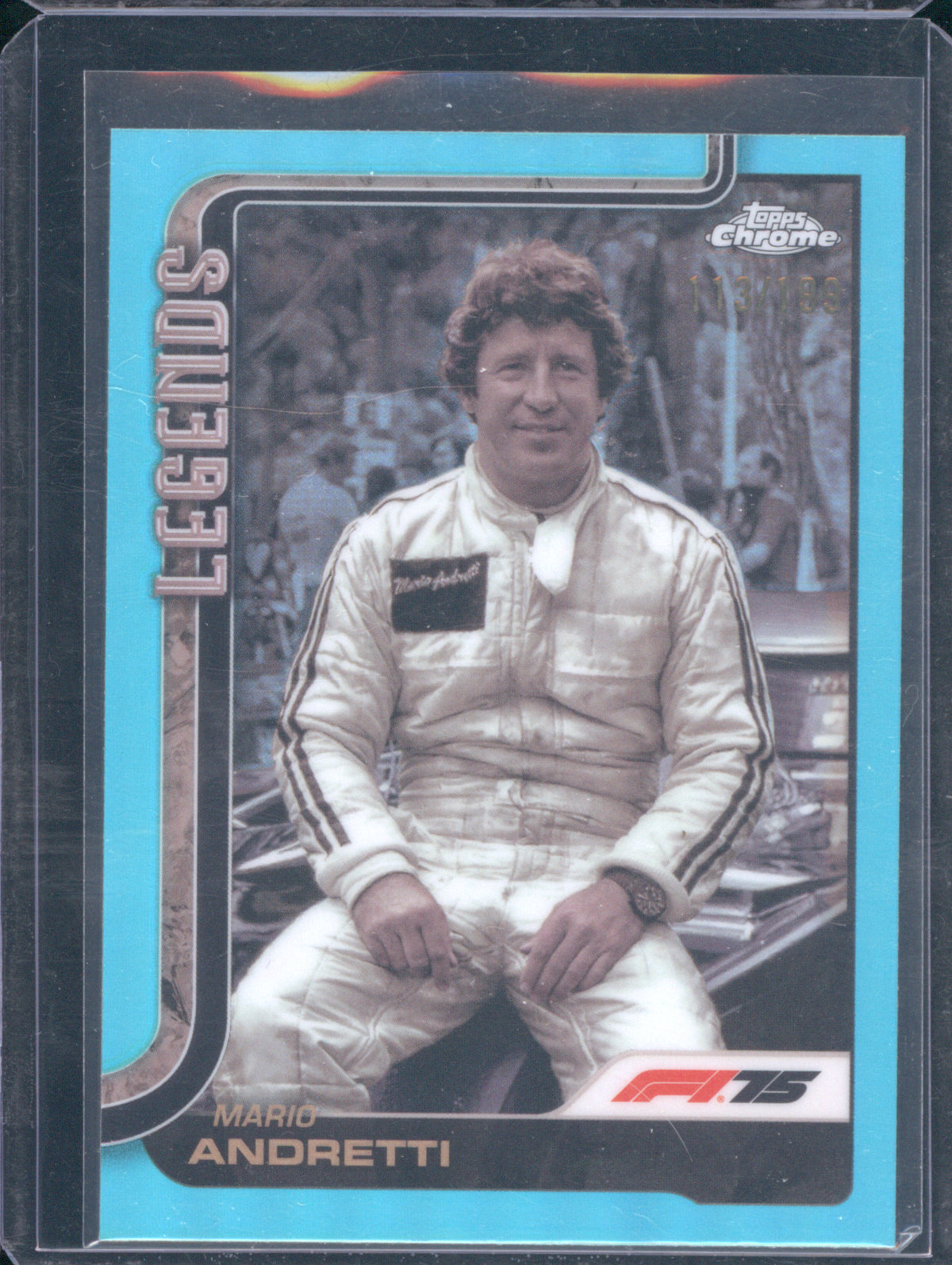 Mario Andretti 2025 Topps Chrome Formula 1 #161 Legends Aqua Refractor /199