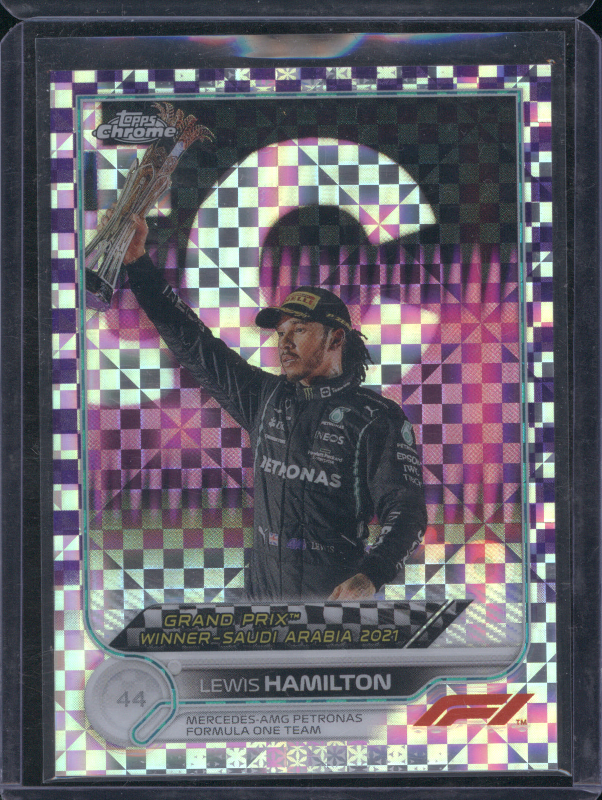 Lewis Hamilton 2021 Topps Chrome Formula 1 #44 Grand Prix Winner Purple Checker Flag /199