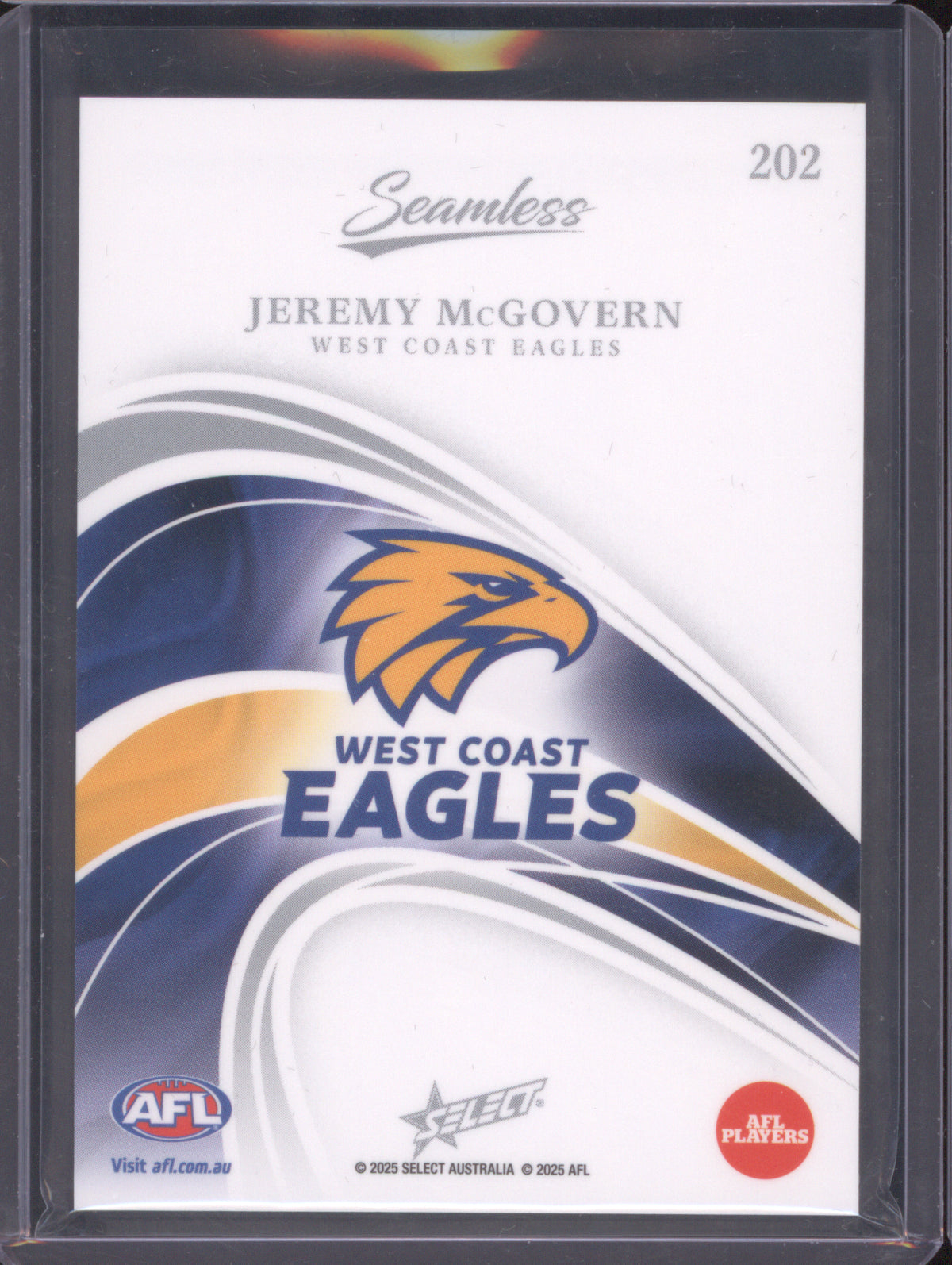 2025 AFL Select Seamless Base Jeremy McGovern West Coast 24/95