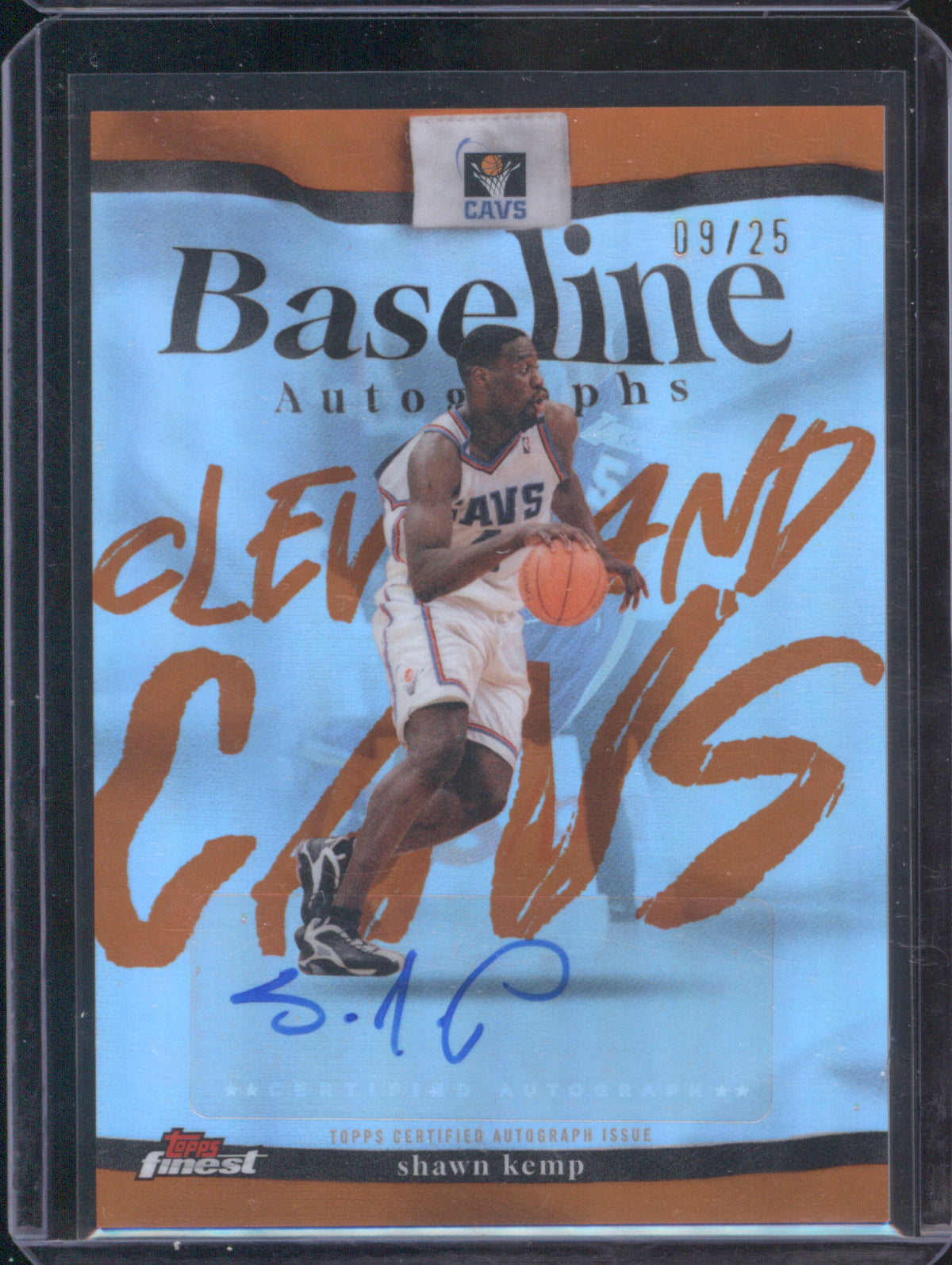 Shawn Kemp 2025 Topps Finest BA-SK Baseline Auto Orange /25
