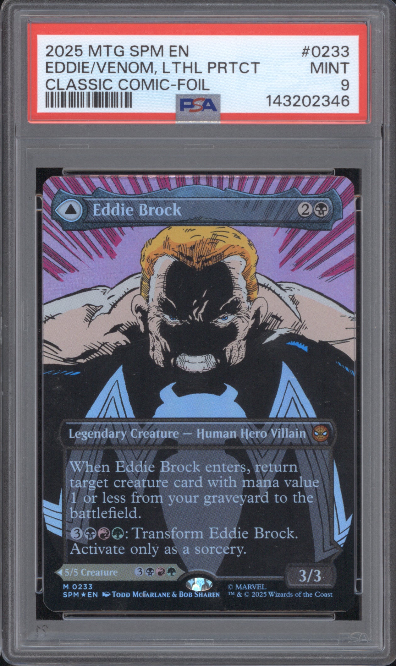 Eddie Brock 2025 MTG Marvel's Spider-Man 0233 Classic Comic Foil PSA 9