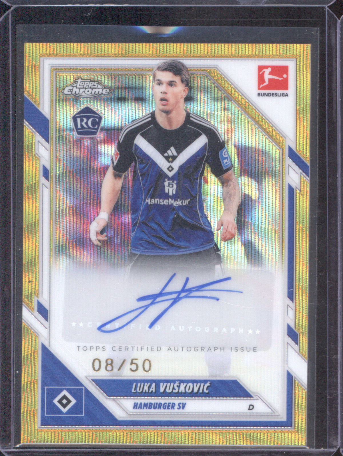 2025-26 Topps Chrome Bundesliga BA-LV Luka Vuskovic Gold Wave Auto 08/50 RC