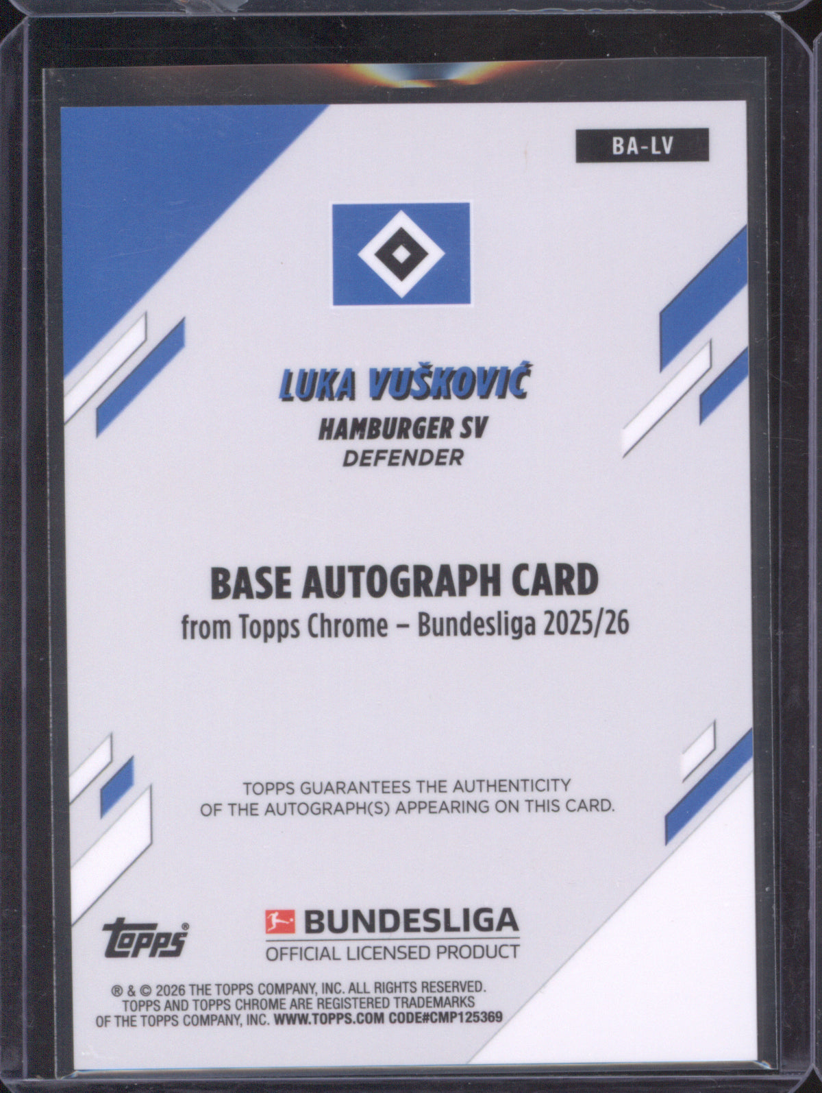 2025-26 Topps Chrome Bundesliga BA-LV Luka Vuskovic Gold Wave Auto 08/50 RC
