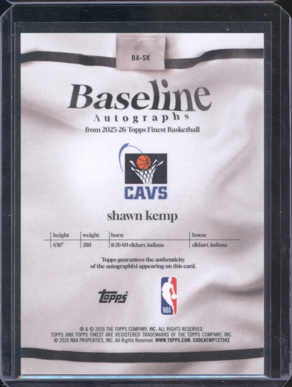 Shawn Kemp 2025 Topps Finest BA-SK Baseline Auto Orange /25