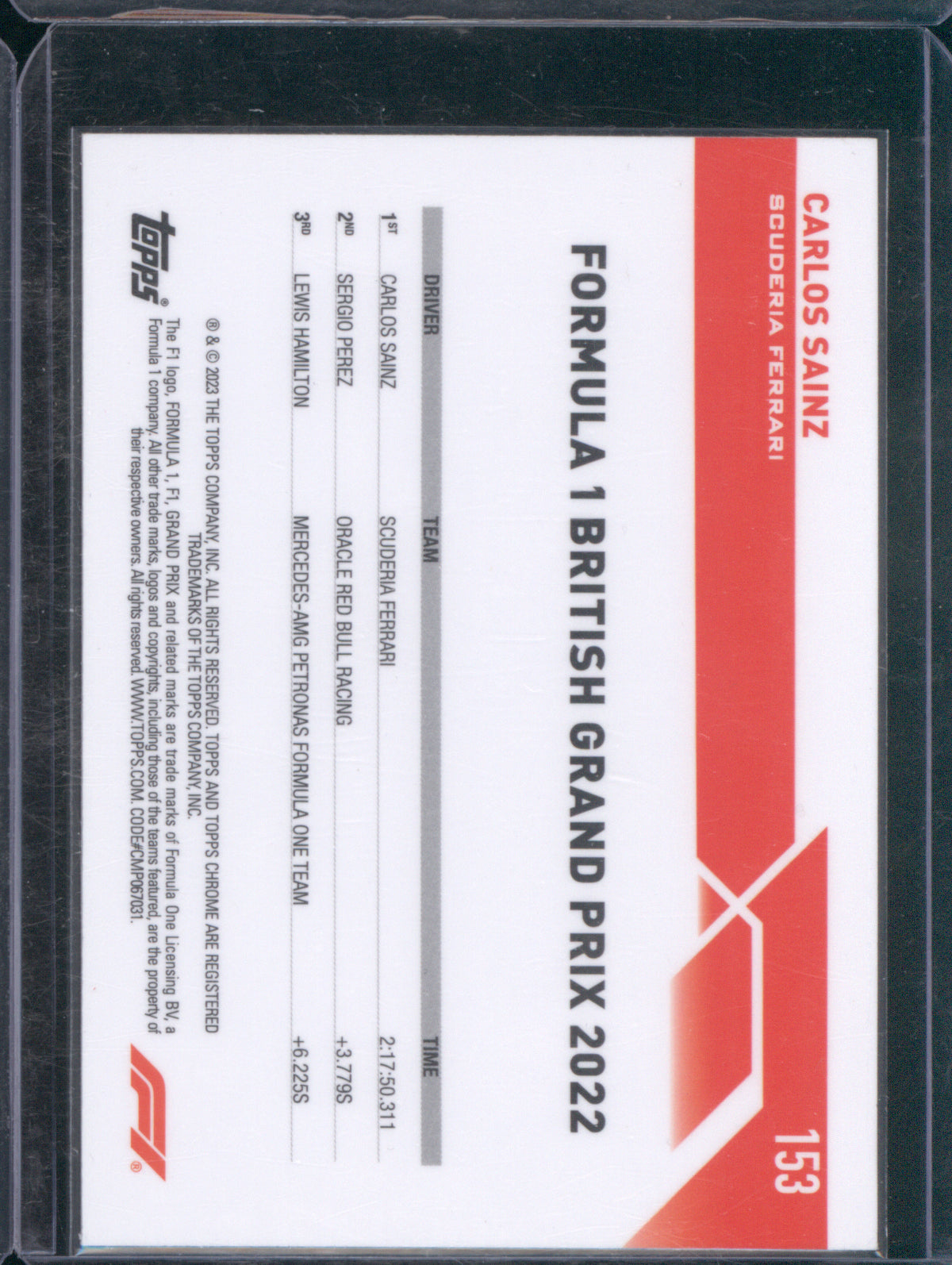 Carlos Sainz 2023 Topps Chrome Formula 1 #153 Orange /25