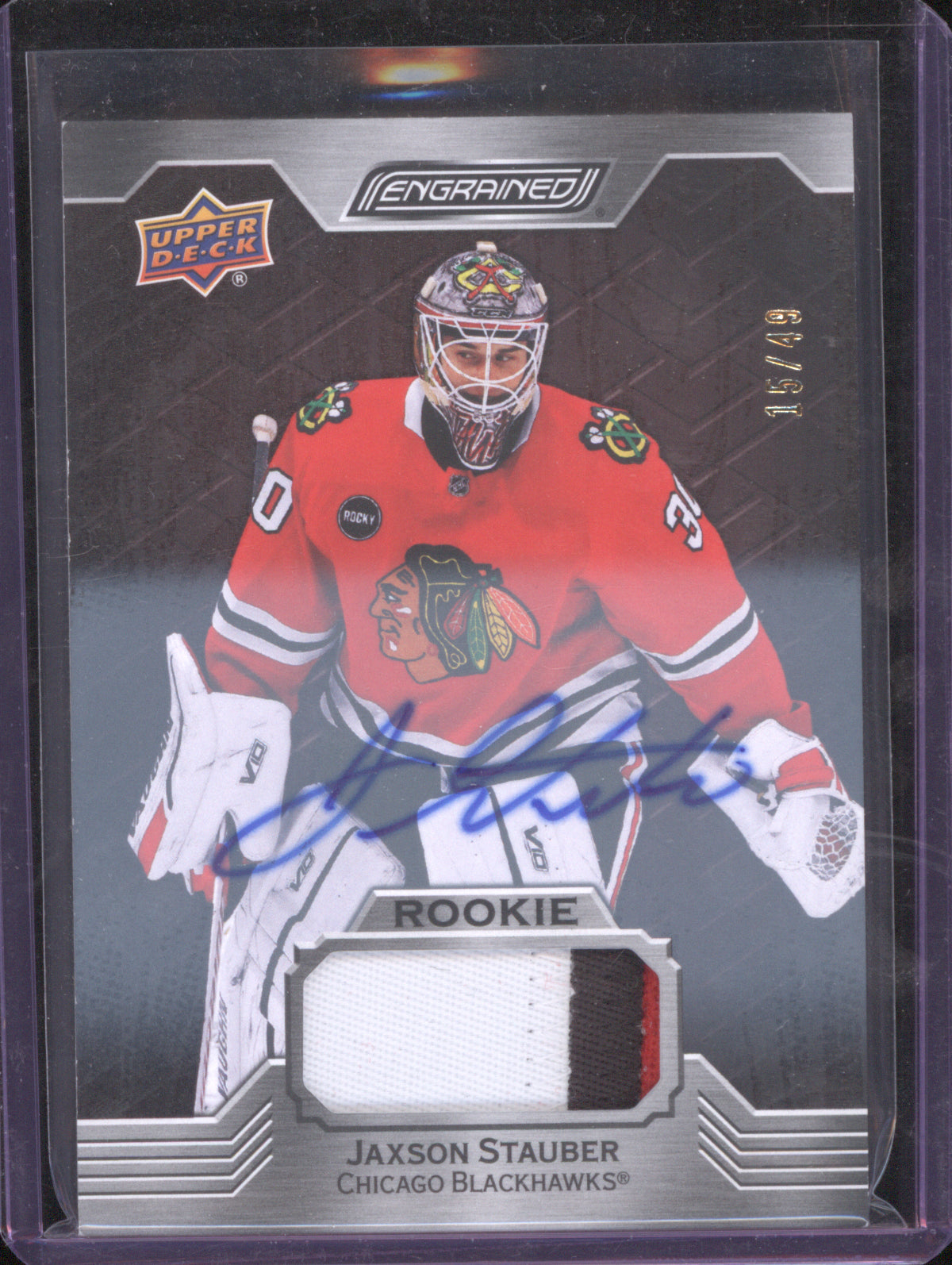 Jaxson Stauber 2023 Upper Deck Engrained #155 Rookie Dual Patch Auto Ebony /49