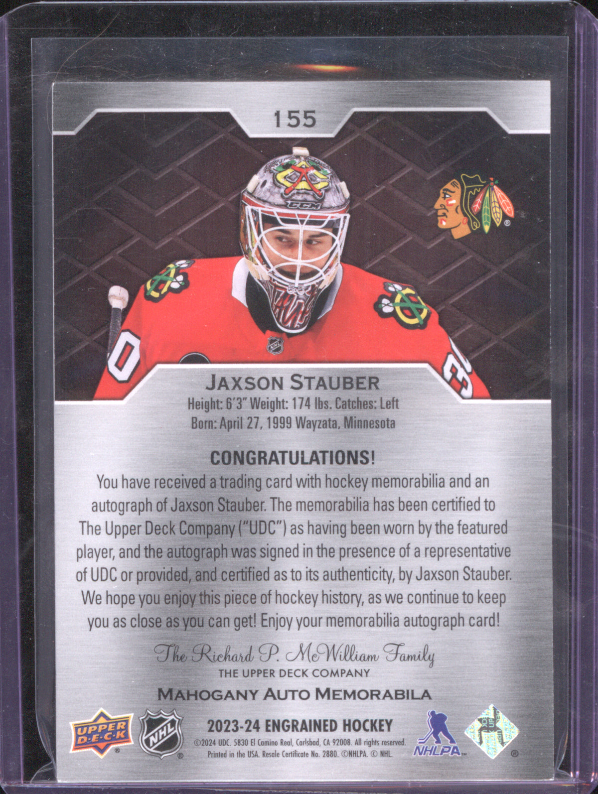 Jaxson Stauber 2023 Upper Deck Engrained #155 Rookie Dual Patch Auto Ebony /49
