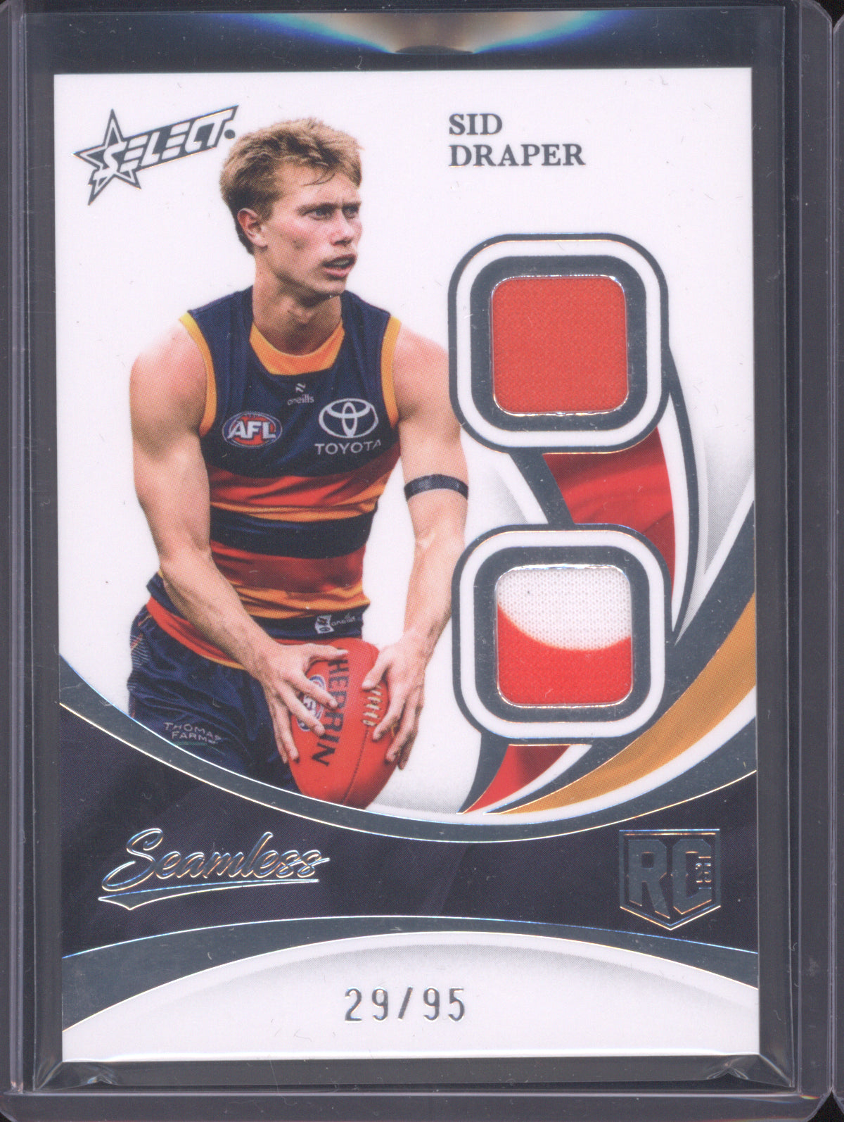 2025 AFL Select Seamless Solo Double Patch Sid Draper Adelaide Crows RC 29/95