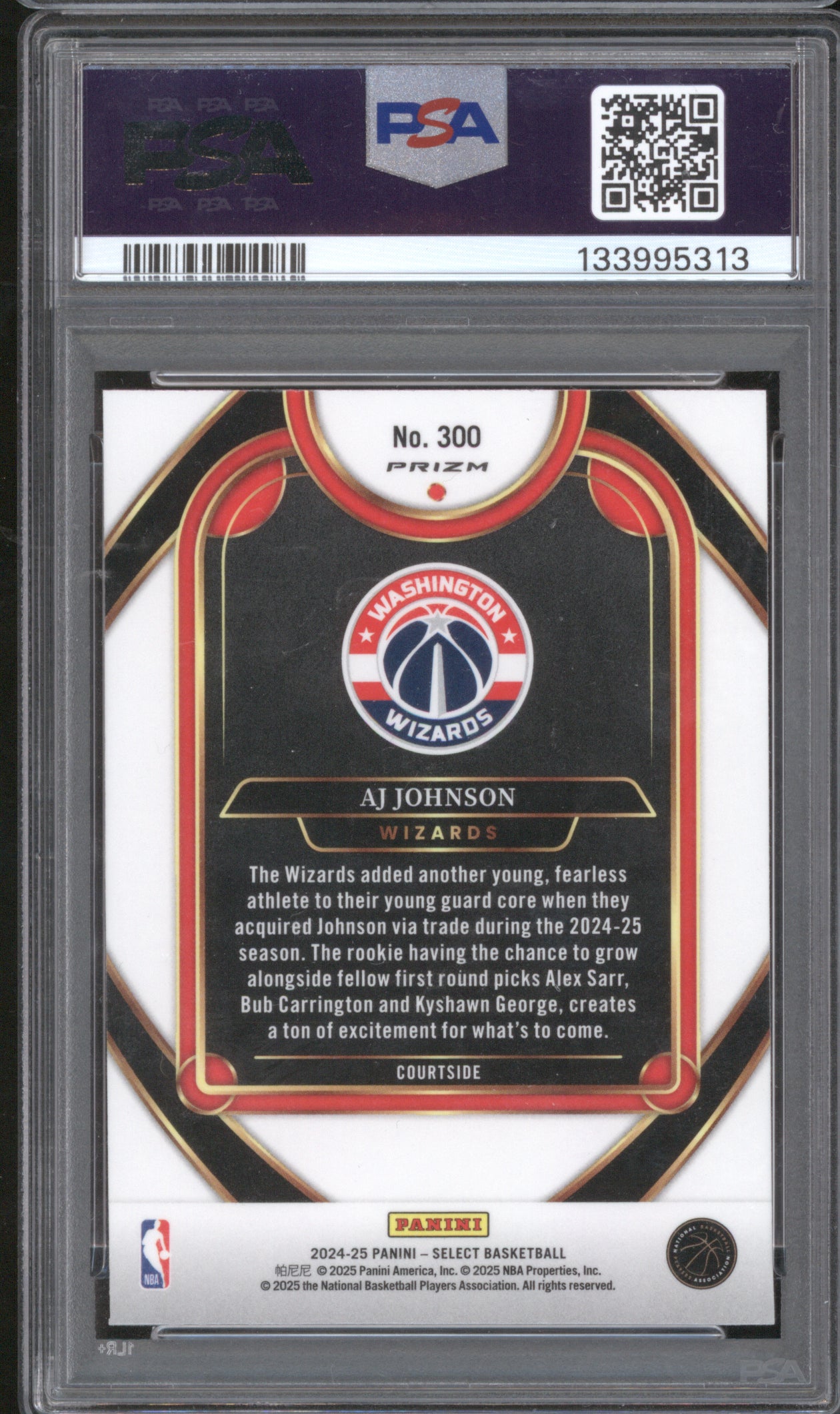 AJ Johnson 2024 Panini Select #300 PSA 9 Cosmic Prizm