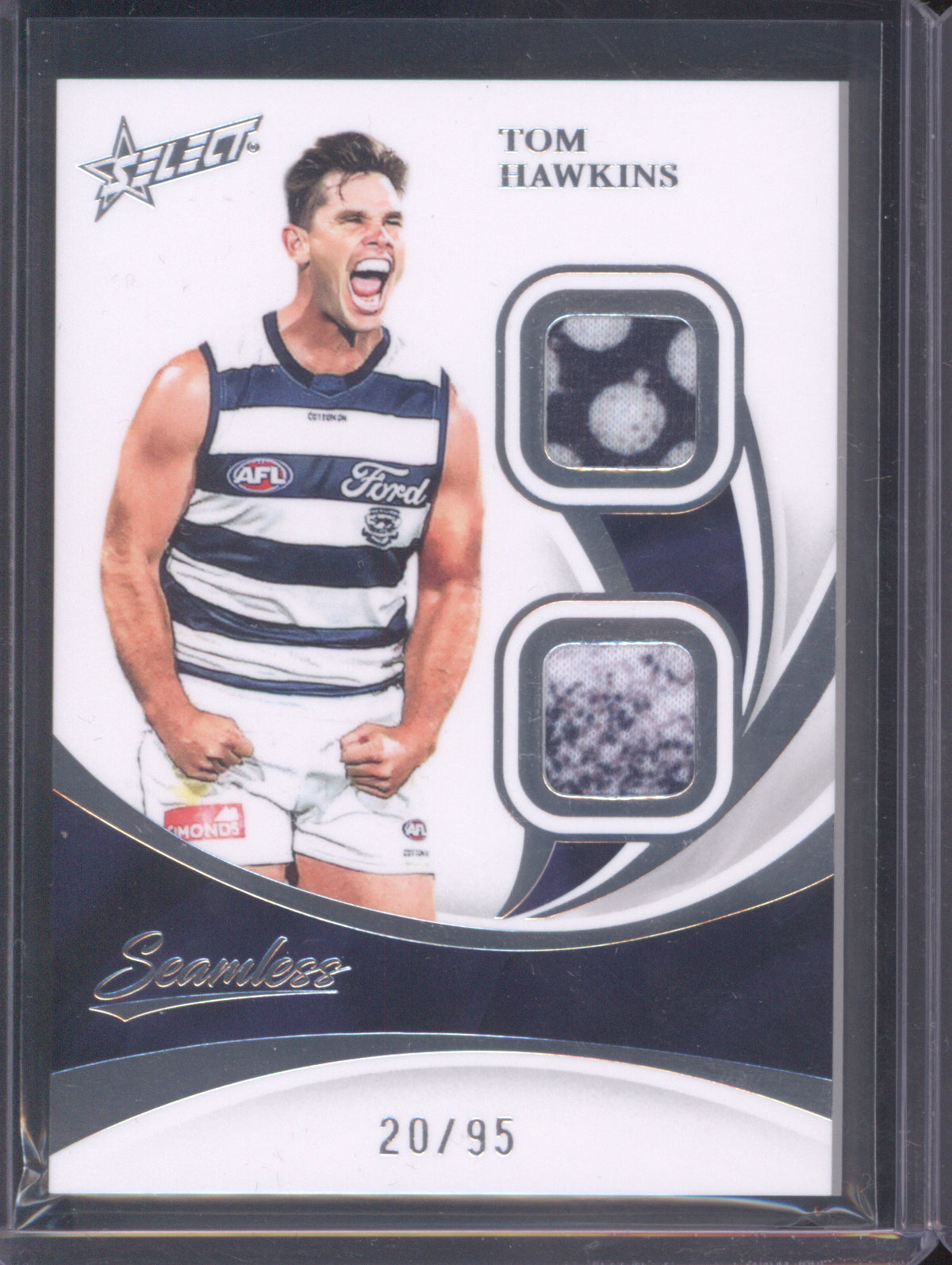 2025 AFL Select Seamless Solo Double Patch Tom Hawkins Geelong Cats 20/95