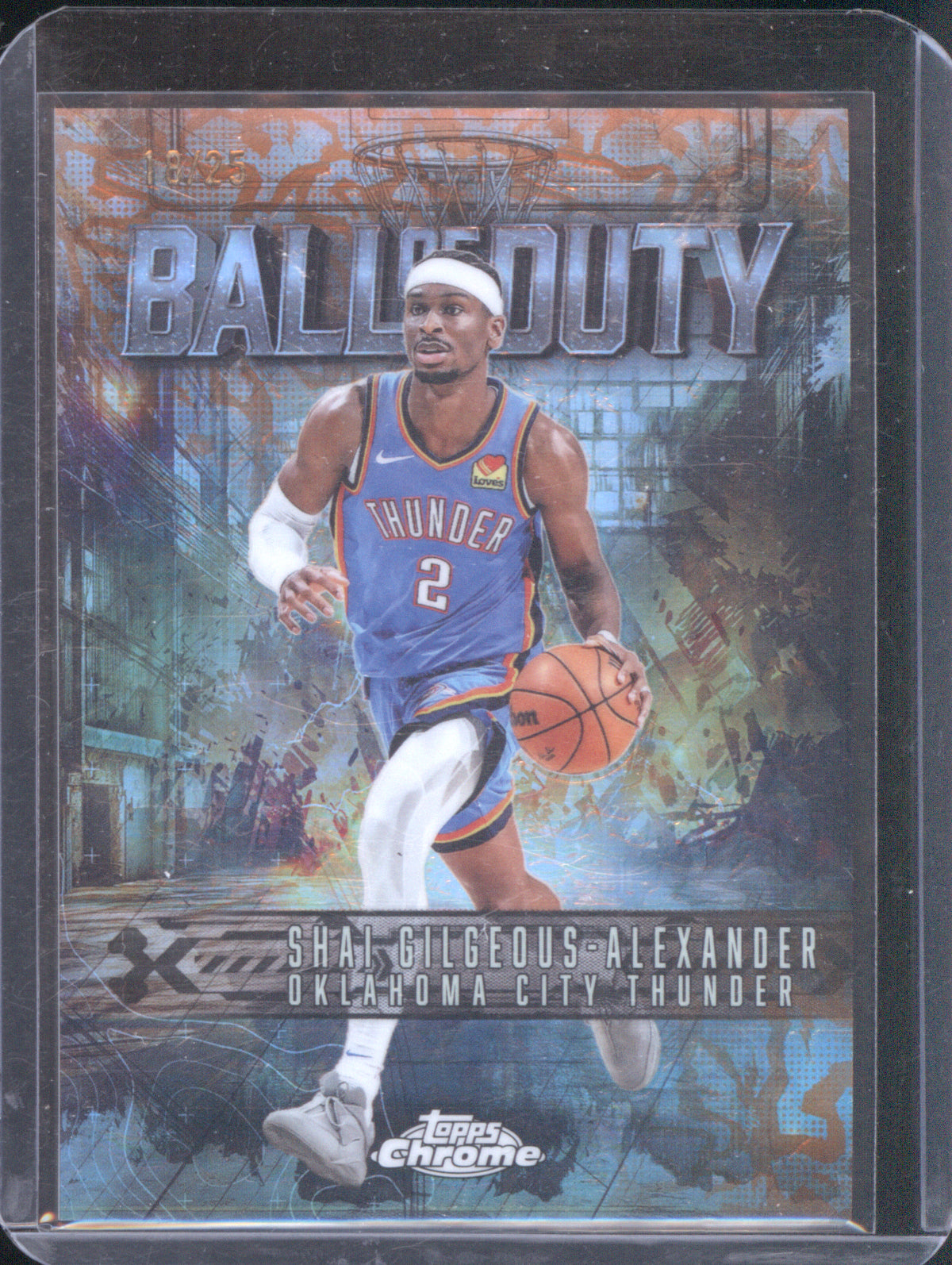 Shai Gilgeous-Alexander 2025 Topps Chrome BD-6 Ball Of Duty Orange /25