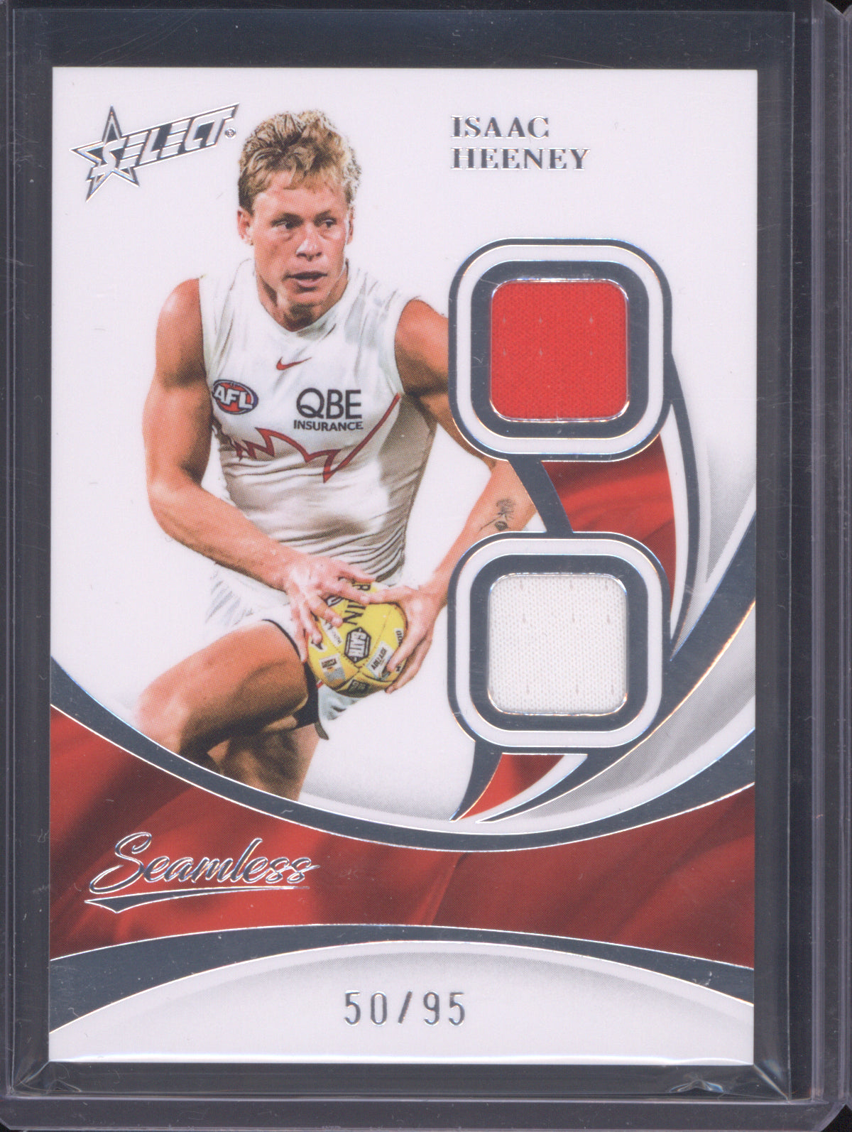 2025 AFL Select Seamless Solo Double Patch Isaac Heeney Sydney Swans 50/95