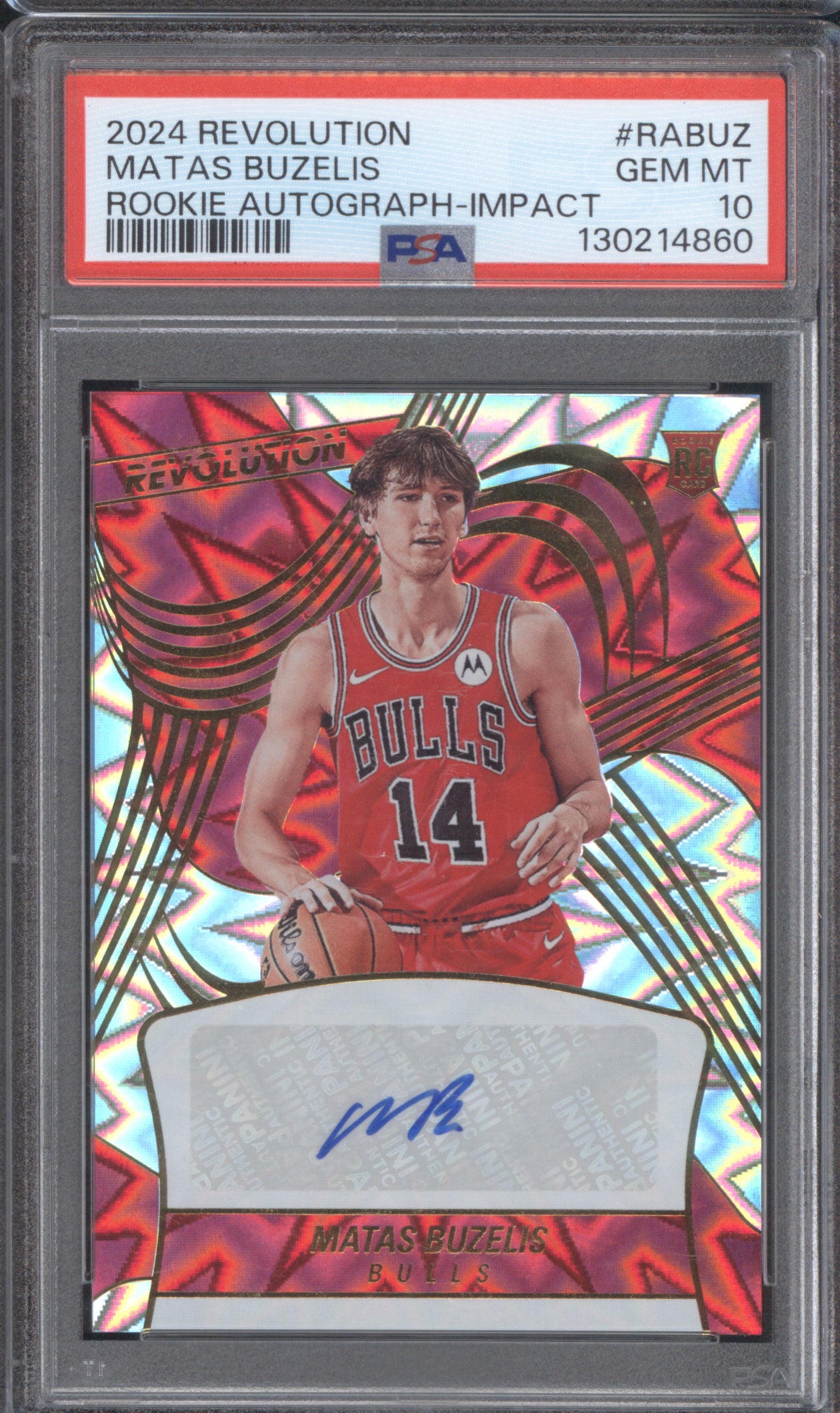 Matas Buzelis 2024 Panini Revolution Rookie Autograph PSA 10 Impact