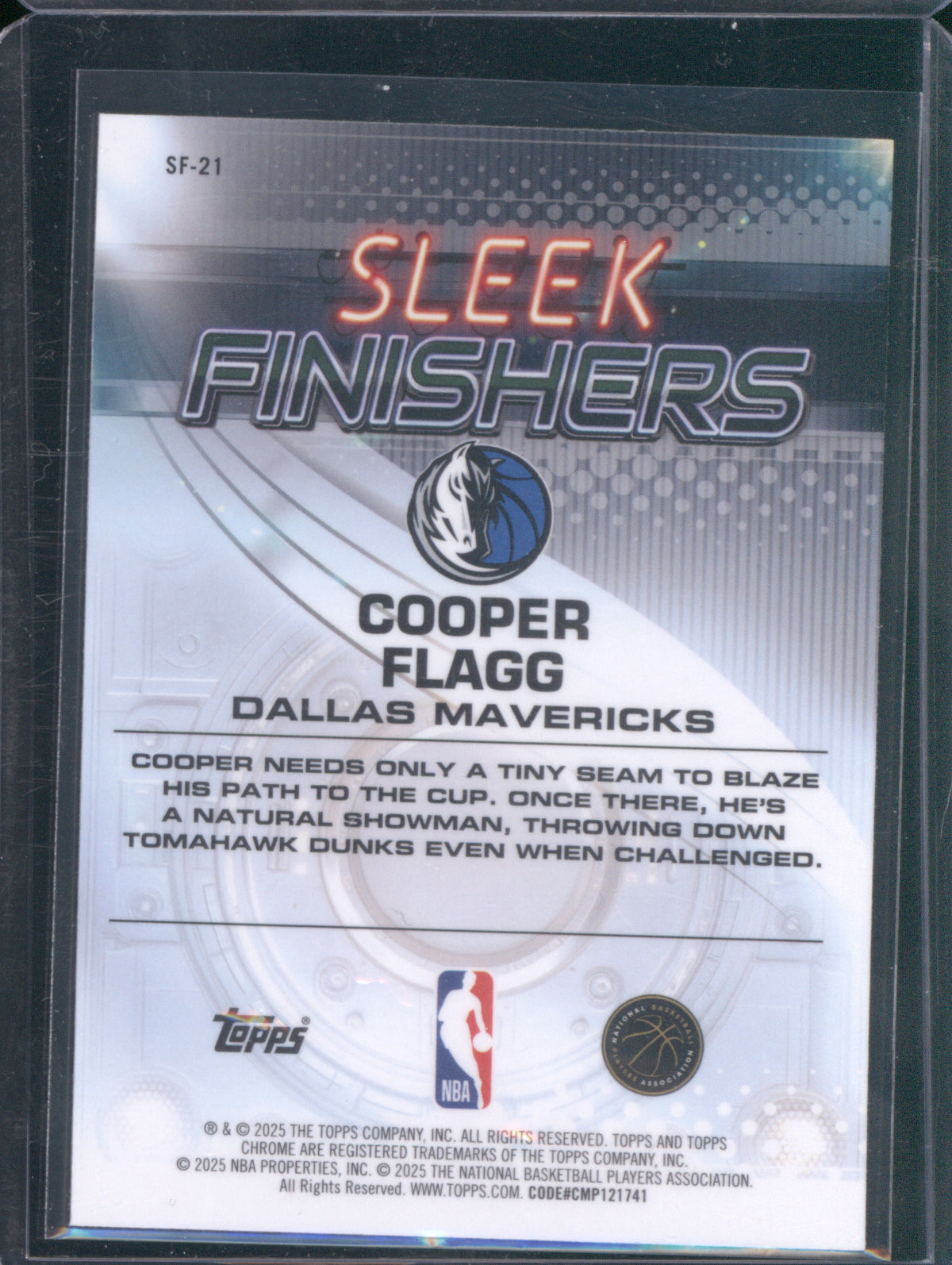 2025 Topps Chrome SF-21 Cooper Flagg Sleek Finishers RC