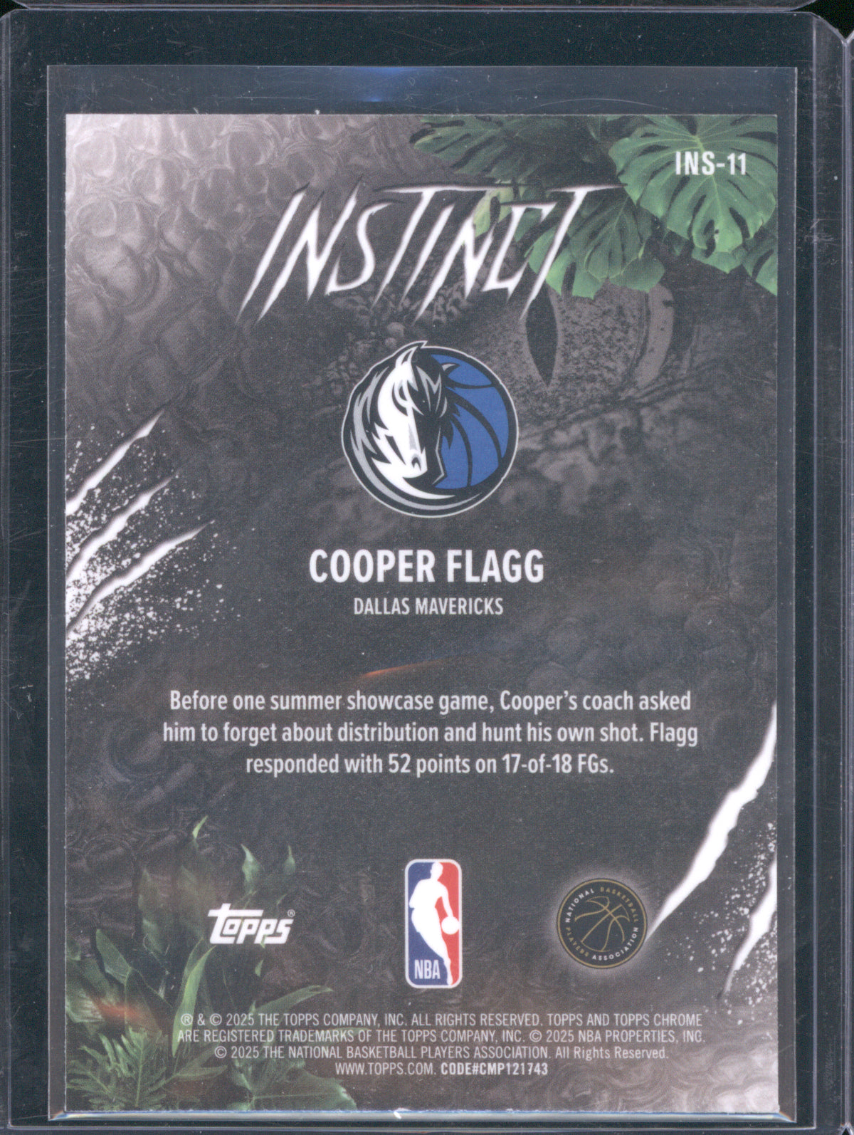 2025 Topps Chrome INS-11 Cooper Flagg Instinct RC