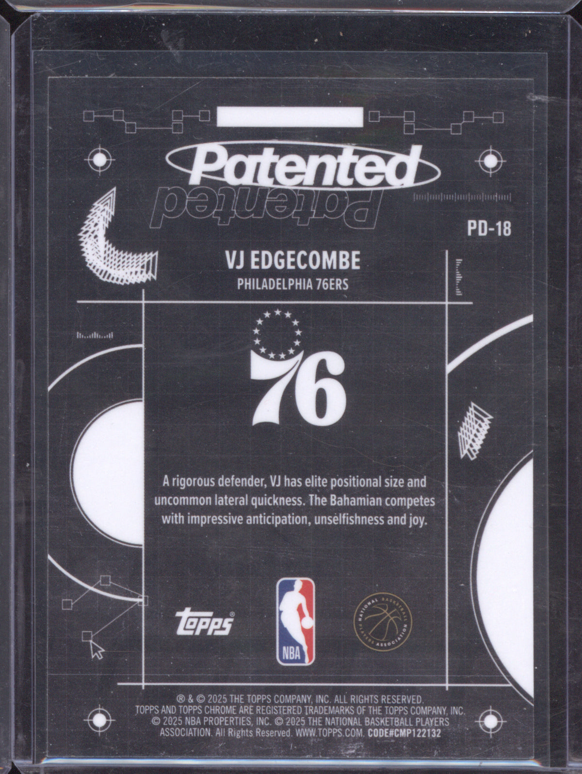 VJ Edgecombe 2025 Topps Chrome PD-18 Patented RC