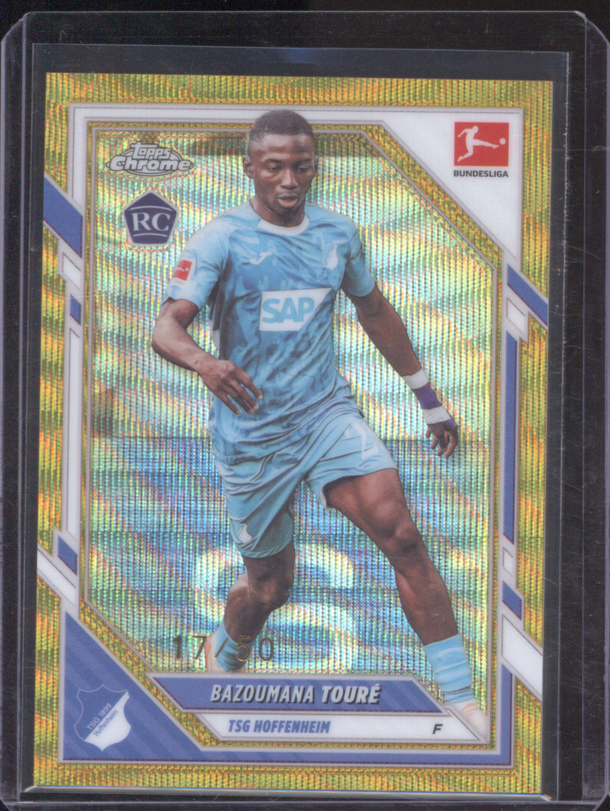2025-26 Topps Chrome Bundesliga 47 Bazoumana Toure Gold Wave 17/50 RC
