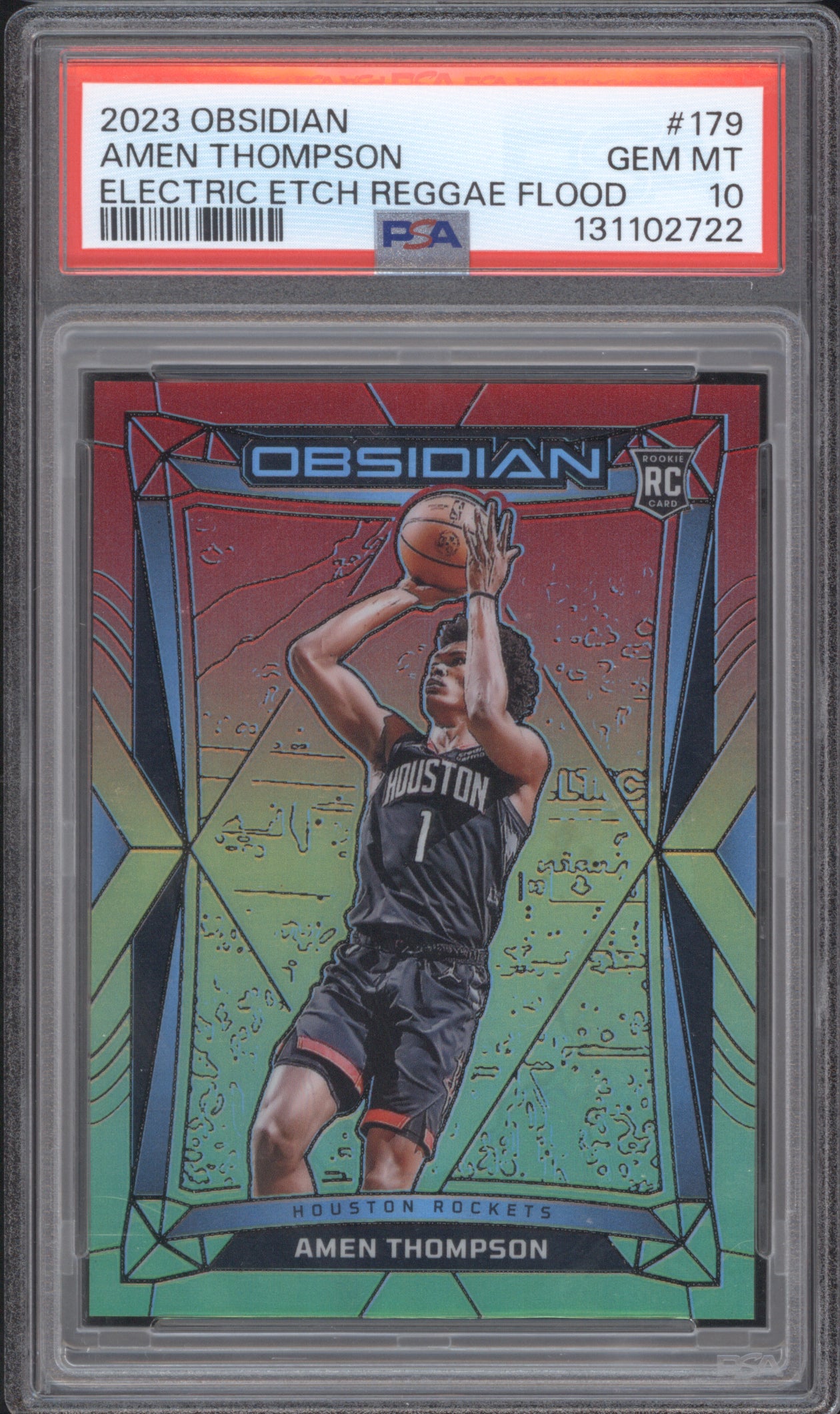 Amen Thompson 2023 Panini Obsidian #179 PSA 10 Electric Etch Reggae Flood