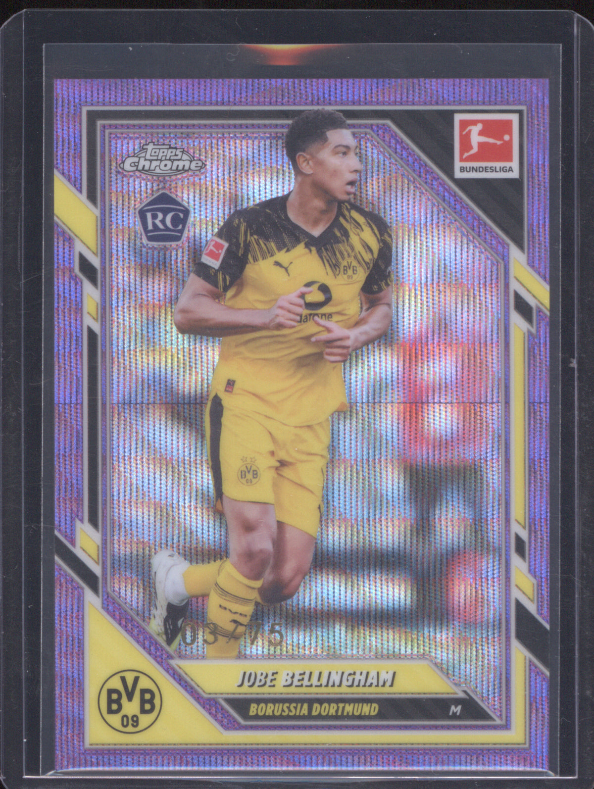 2025-26 Topps Chrome Bundesliga 18 Jobe Bellingham Purple Wave 03/75 RC