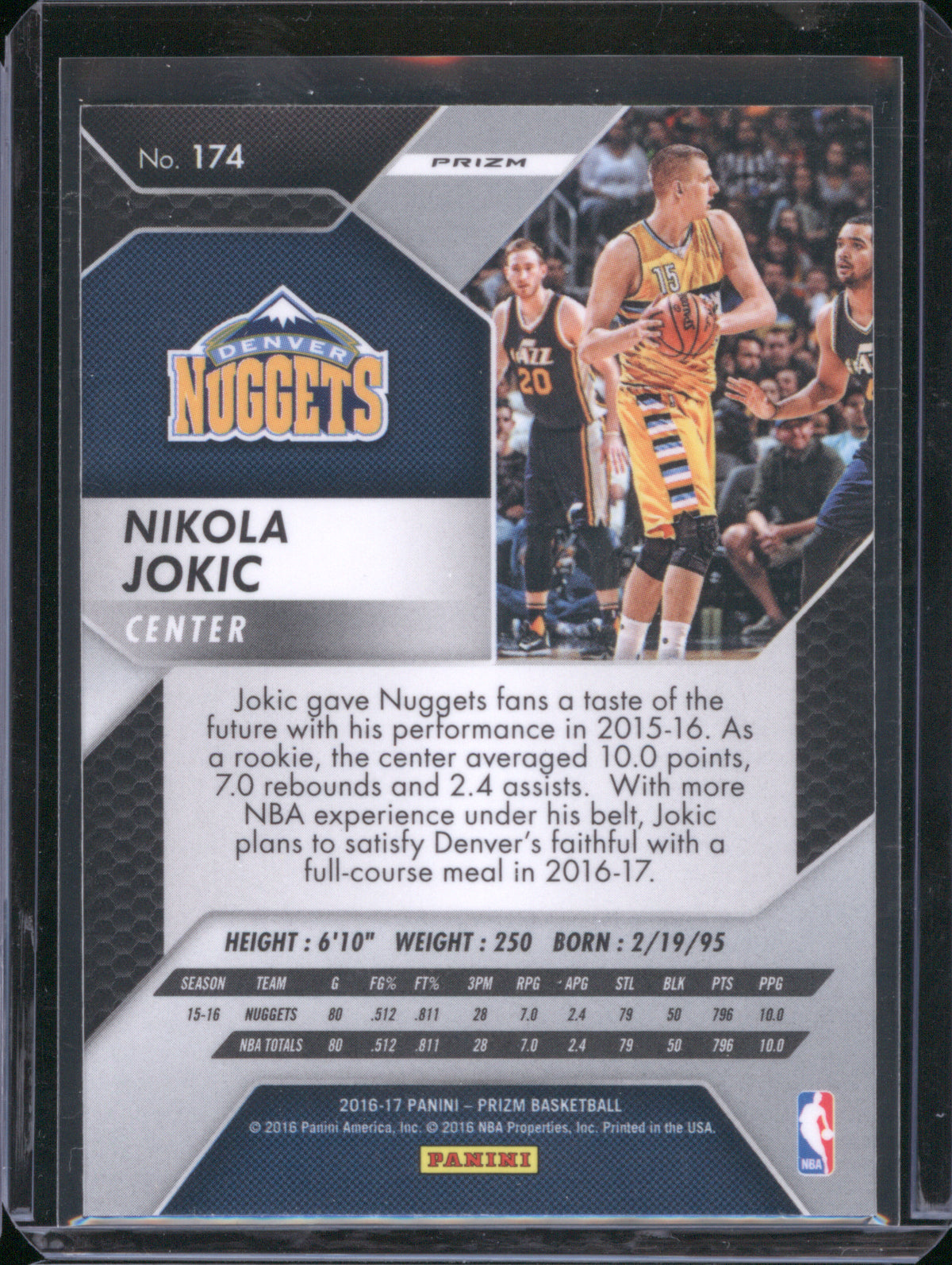 2016 Panini Prizm 174 Nikola Jokic Silver Prizm