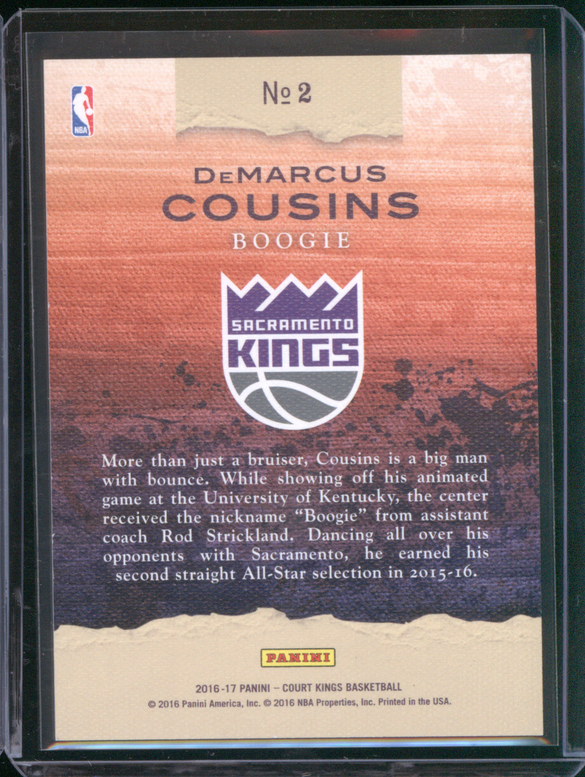 2016 Panini Court Kings 2 Nickname AKA DeMarcus Cousins