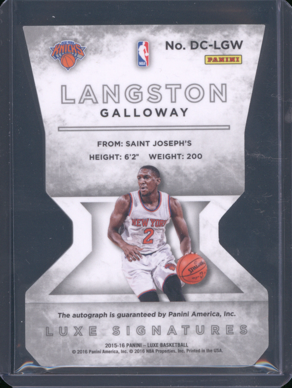 2015 Panini Luxe DC-LG Signatures Auto Die-cut Langston Galloway 18/49