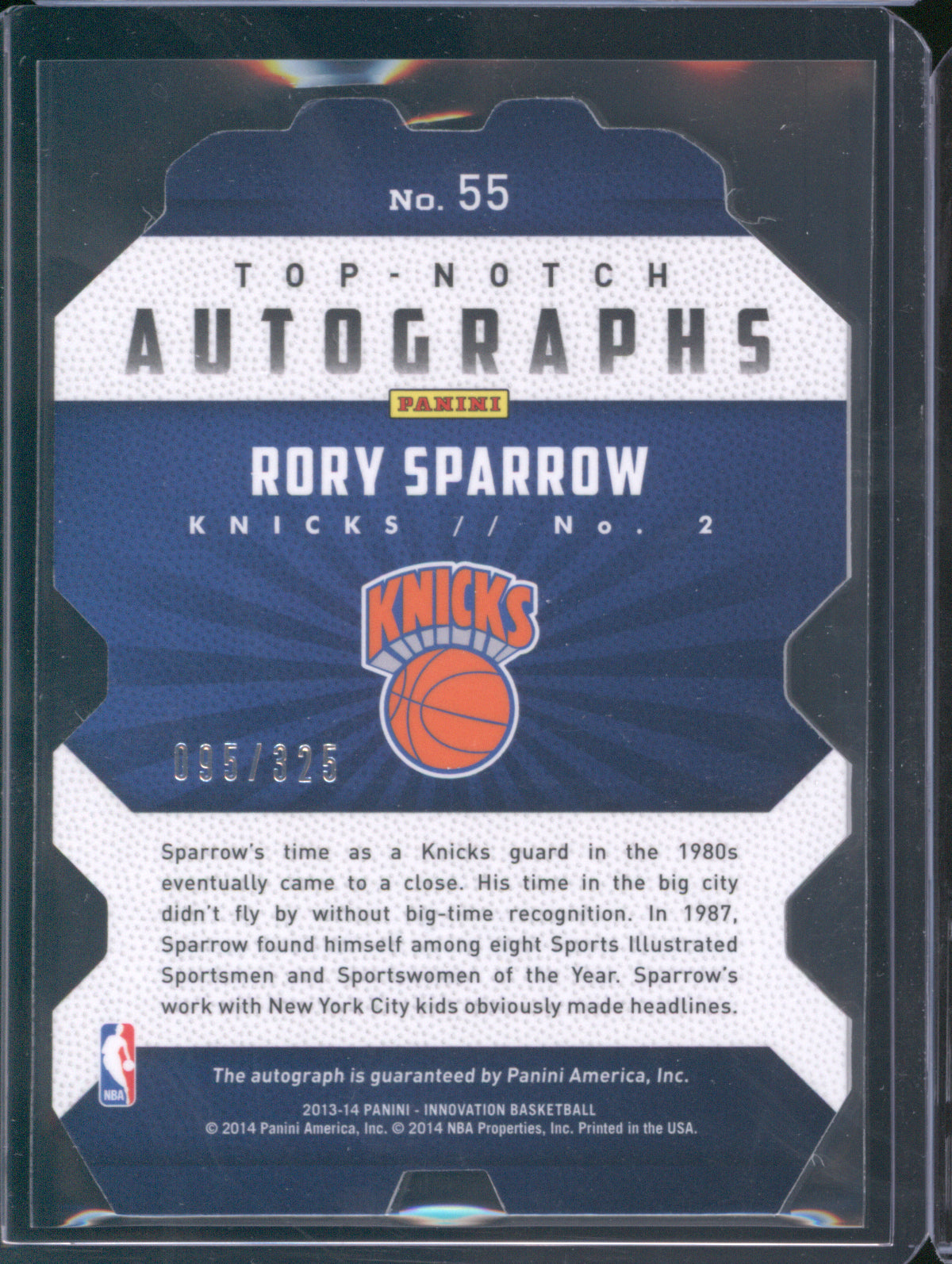 2013 Panini Innovation 55 Rory Sparrow Top-Notch Auto 95/325