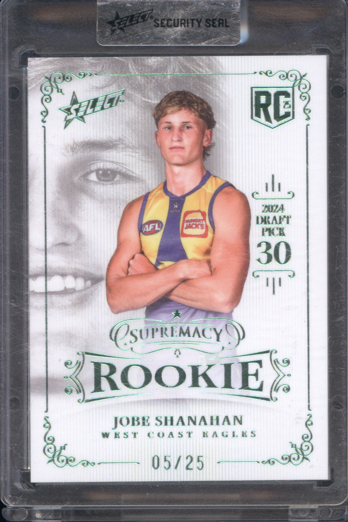 Jobe Shanahan 2024 AFL Select Supremacy Rookie Green RPG30 Low 05/25