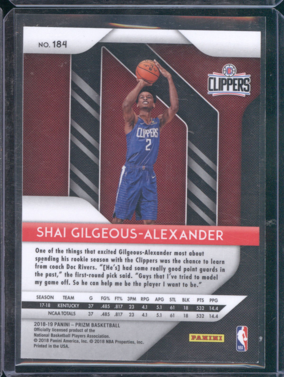 Shai Gilgeous-Alexander 2018-19 Panini Prizm #184 Base