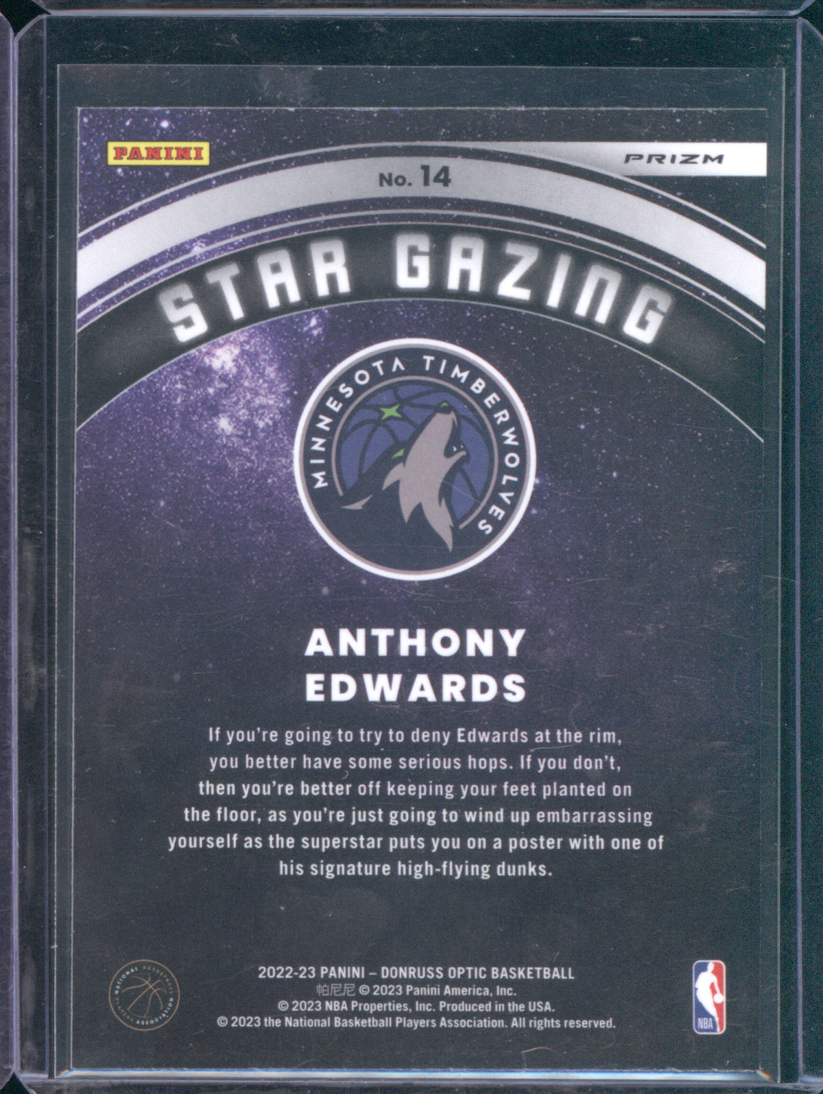 Anthony Edwards 2022 Donruss Optic #14 Star Gazing Red Wave