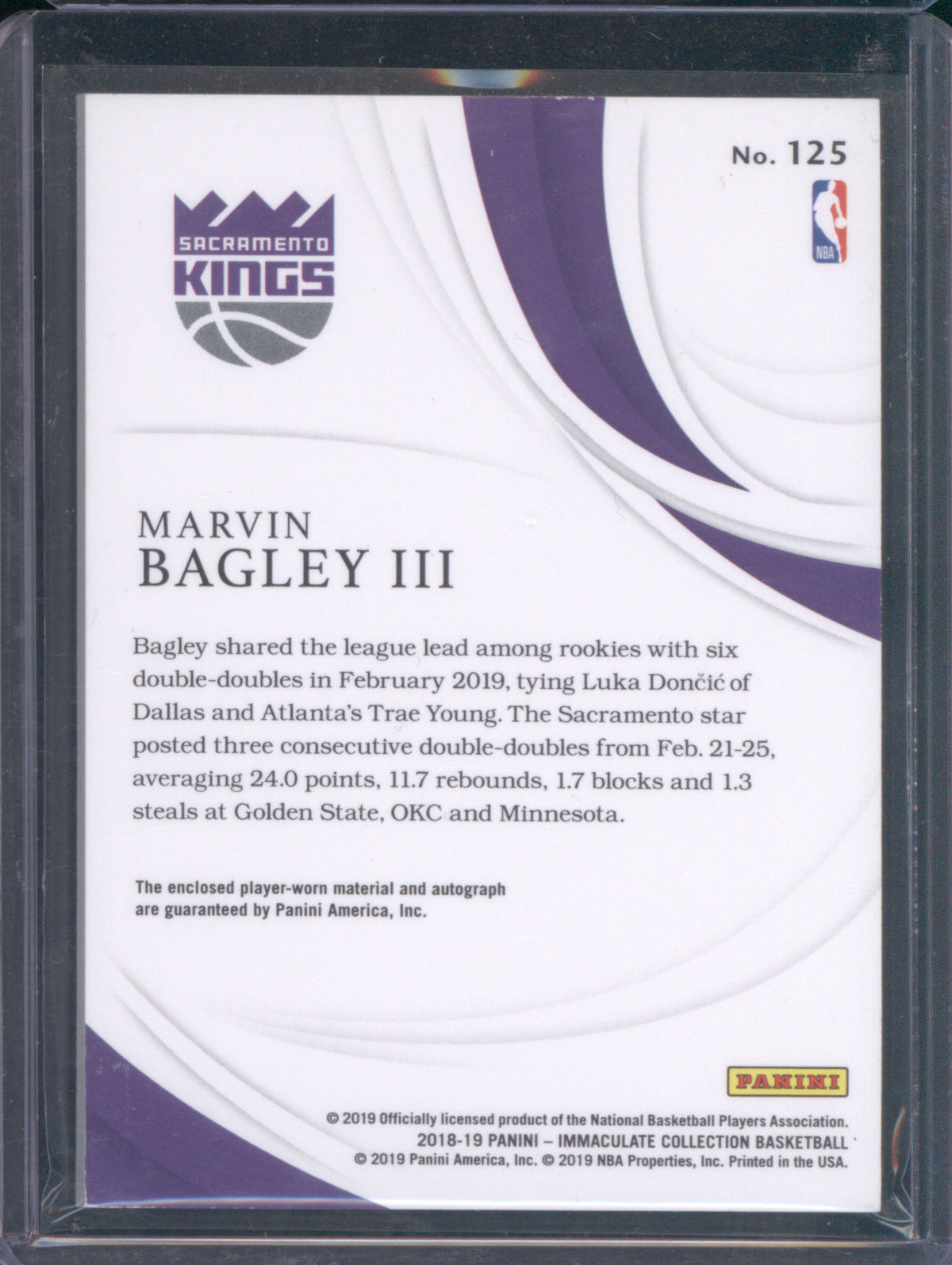Marvin Bagley III 2018 Panini Immaculate Rookie Patch Auto 31/99