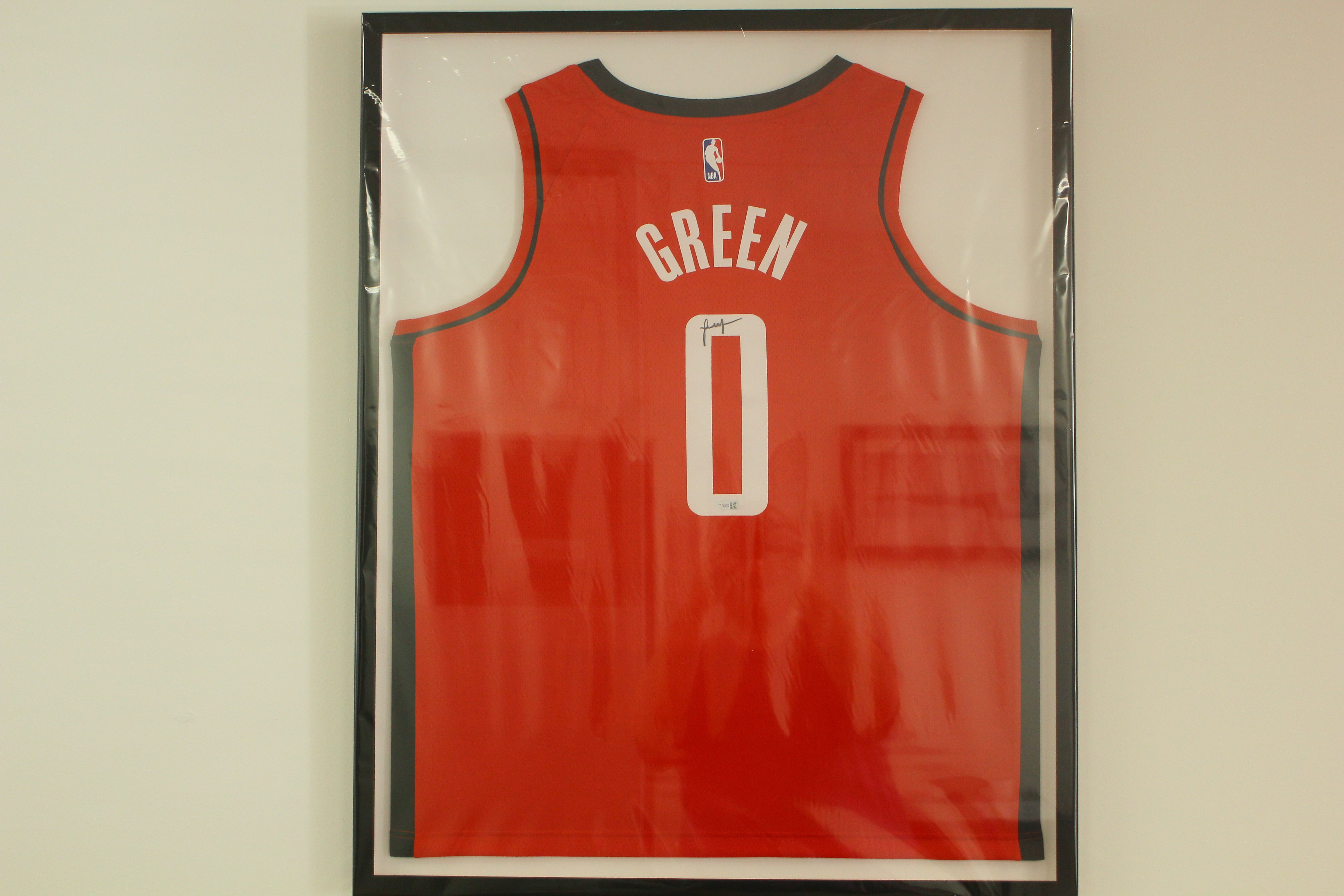 Jalen Green Houston Rockets Autographed Nike Red Icon Swingman Jersey Framed