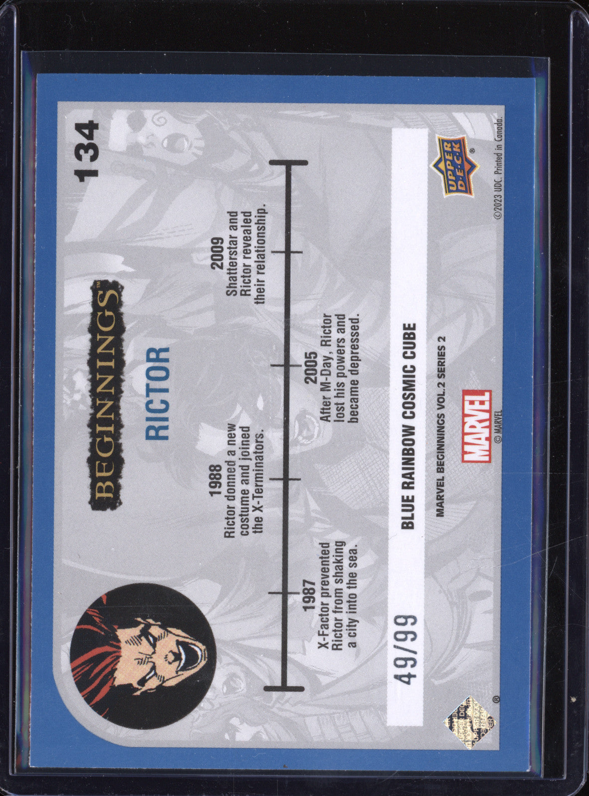 Rictor 2024 Upper Deck Marvel Beginnings Vol 2 134 Blue Rainbow Cosmic Cube 49/99