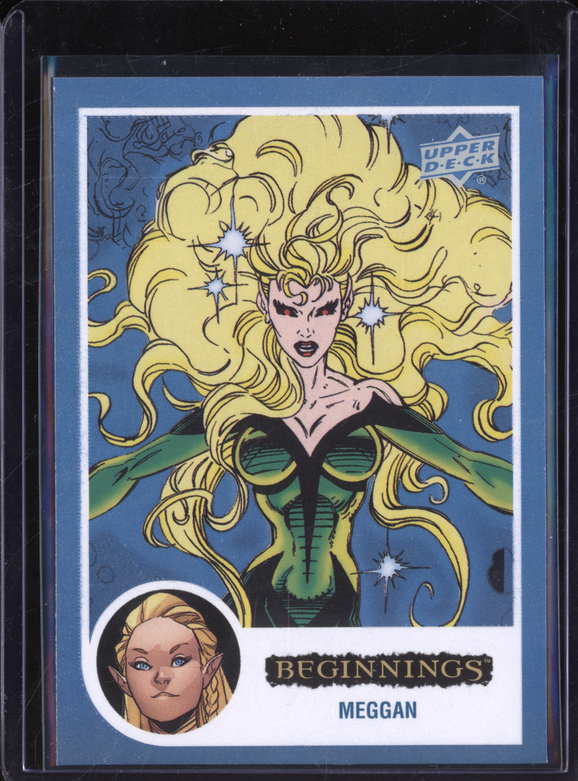 Meggan 2024 Upper Deck Marvel Beginnings Vol 2 FFX107 Flipped FX Blue 27/125