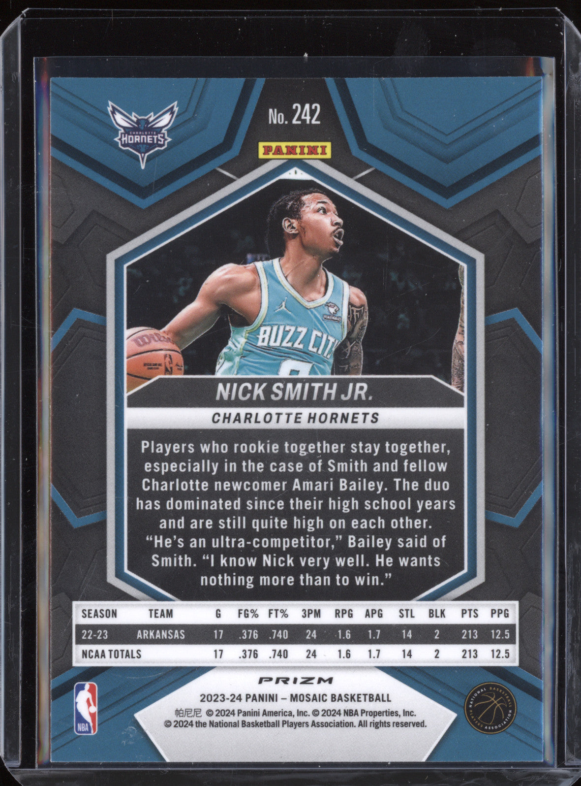 Nick Smith Jr 2023-24 Panini Mosaic 242 Silver RC