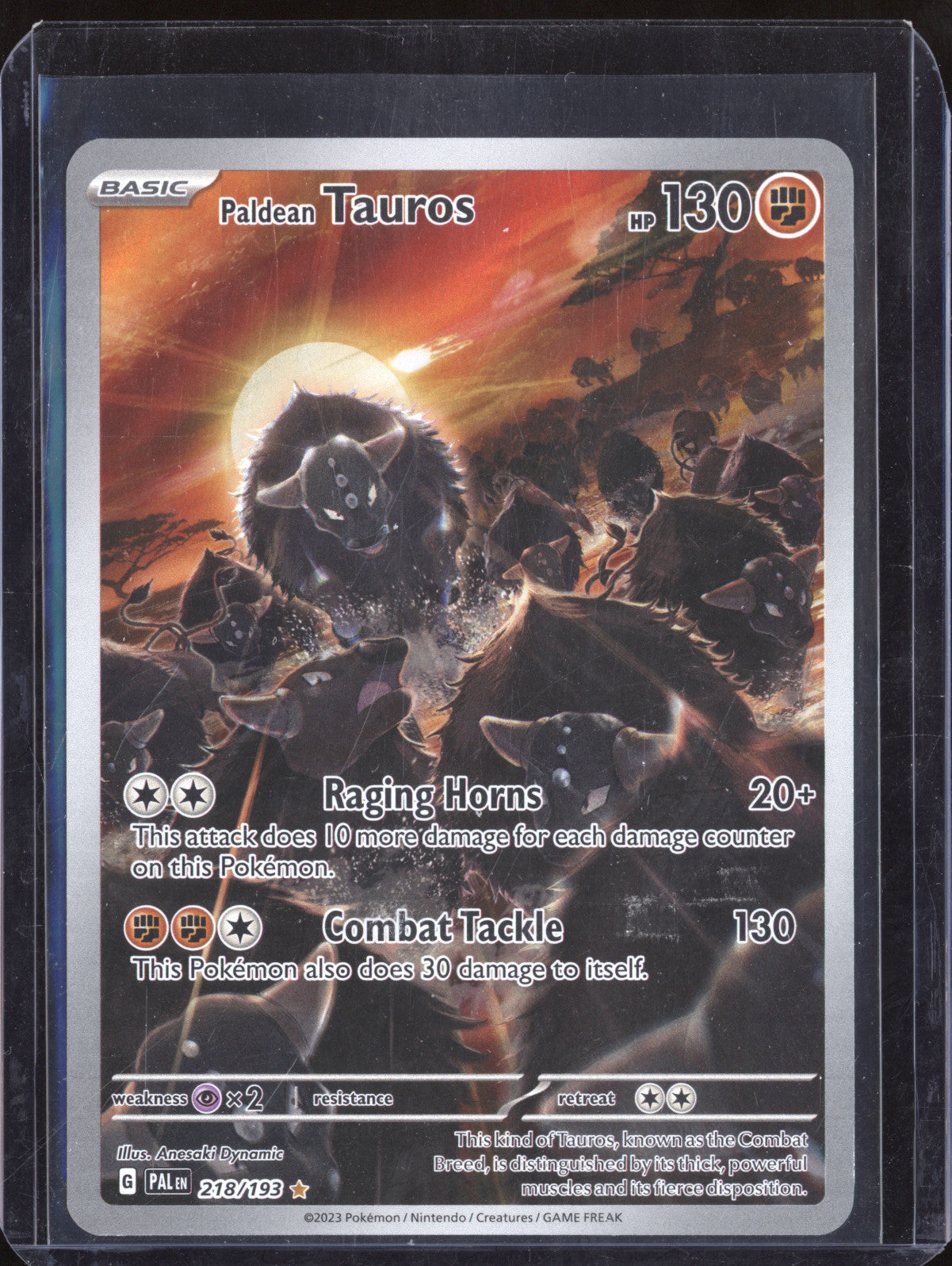 Paldean Tauros 2023 Pokemon Paldea Evolved 218/193 Illustration Rare