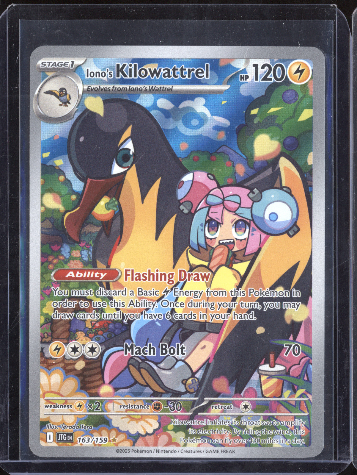 Iono's Kilowattrel 2025 Pokemon Journey Together 163/159 Illustration Rare