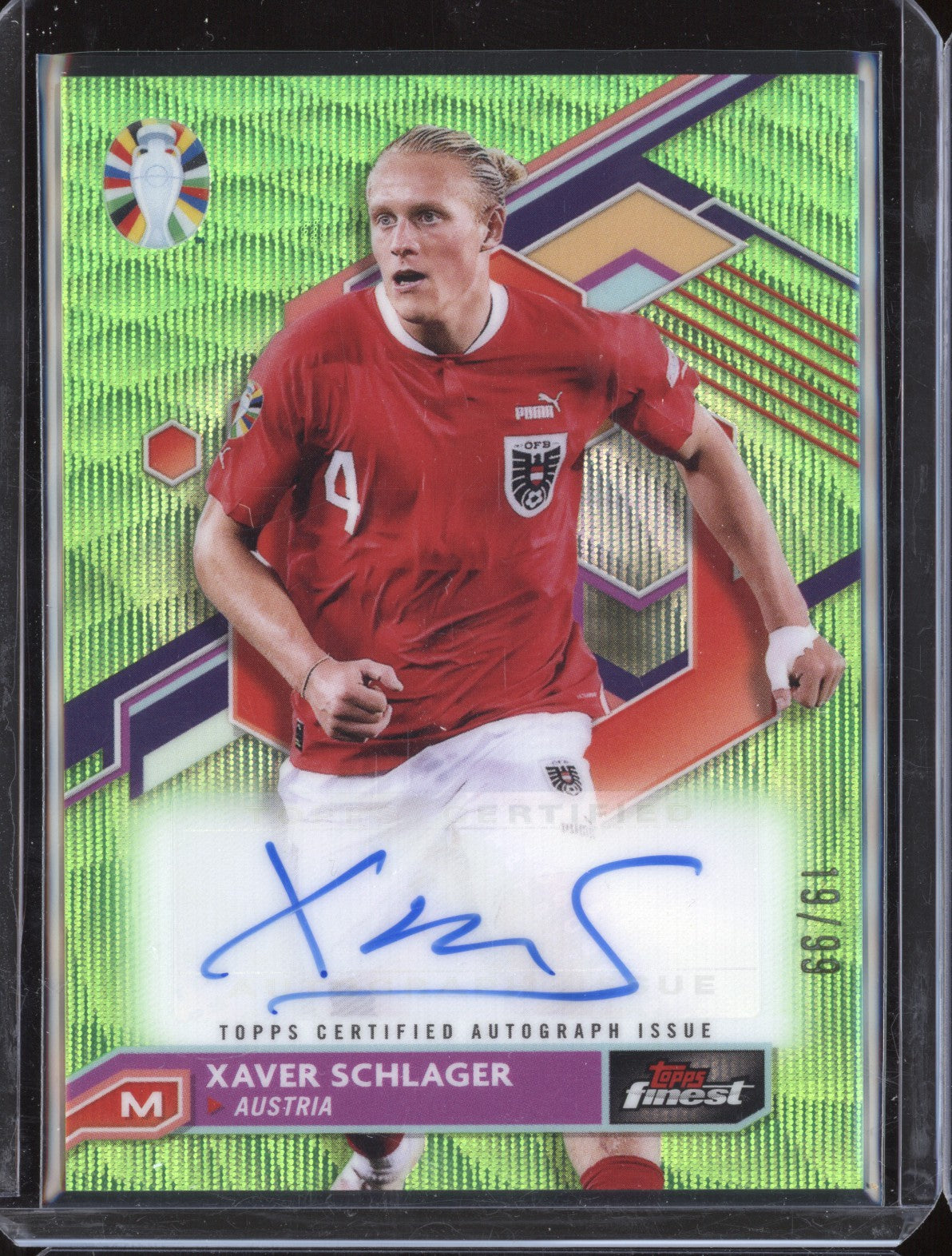 Xaver Schlager 2023 Toops Finest Euro BCA-XV Neon Green Wave Auto 19/99