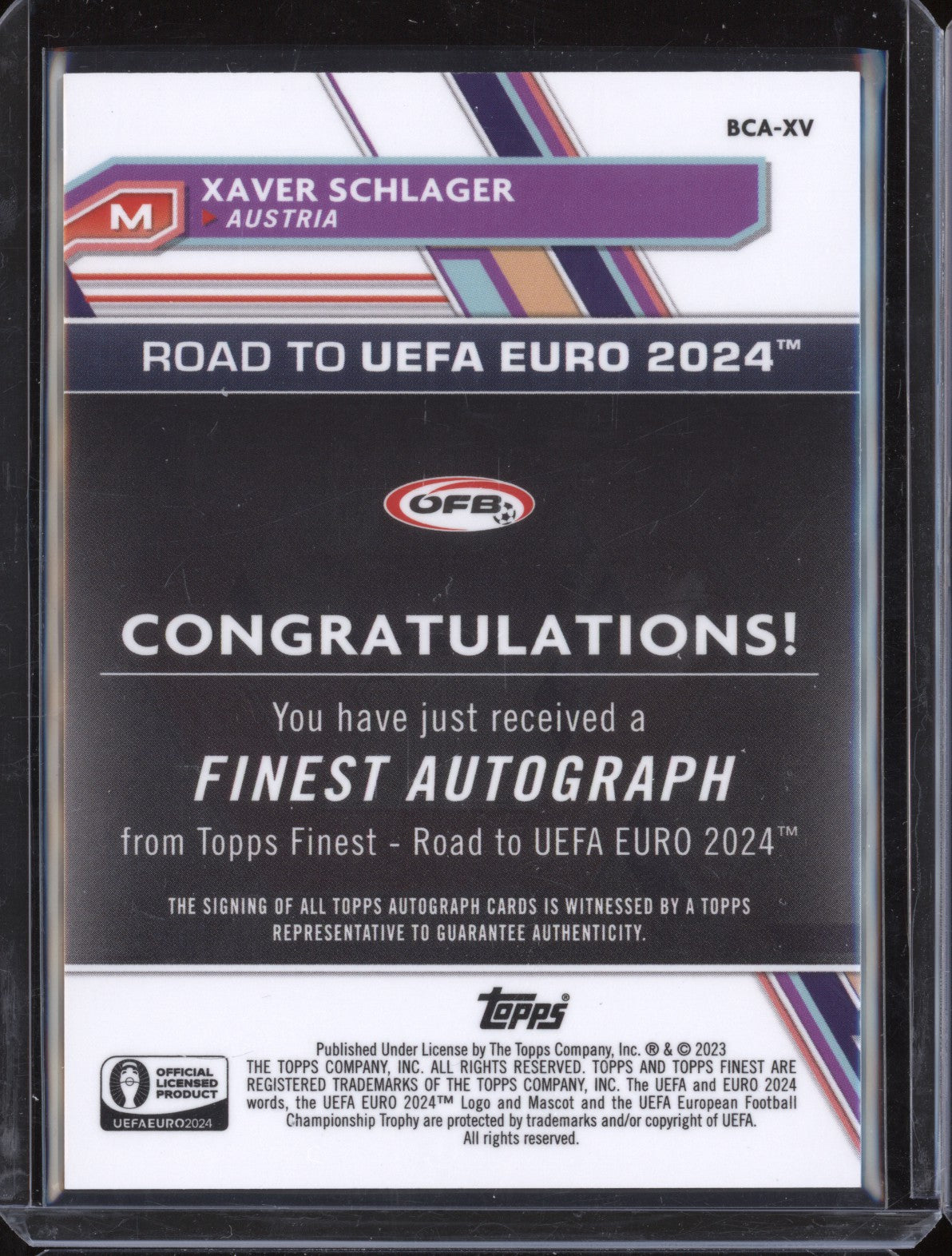 Xaver Schlager 2023 Toops Finest Euro BCA-XV Neon Green Wave Auto 19/99