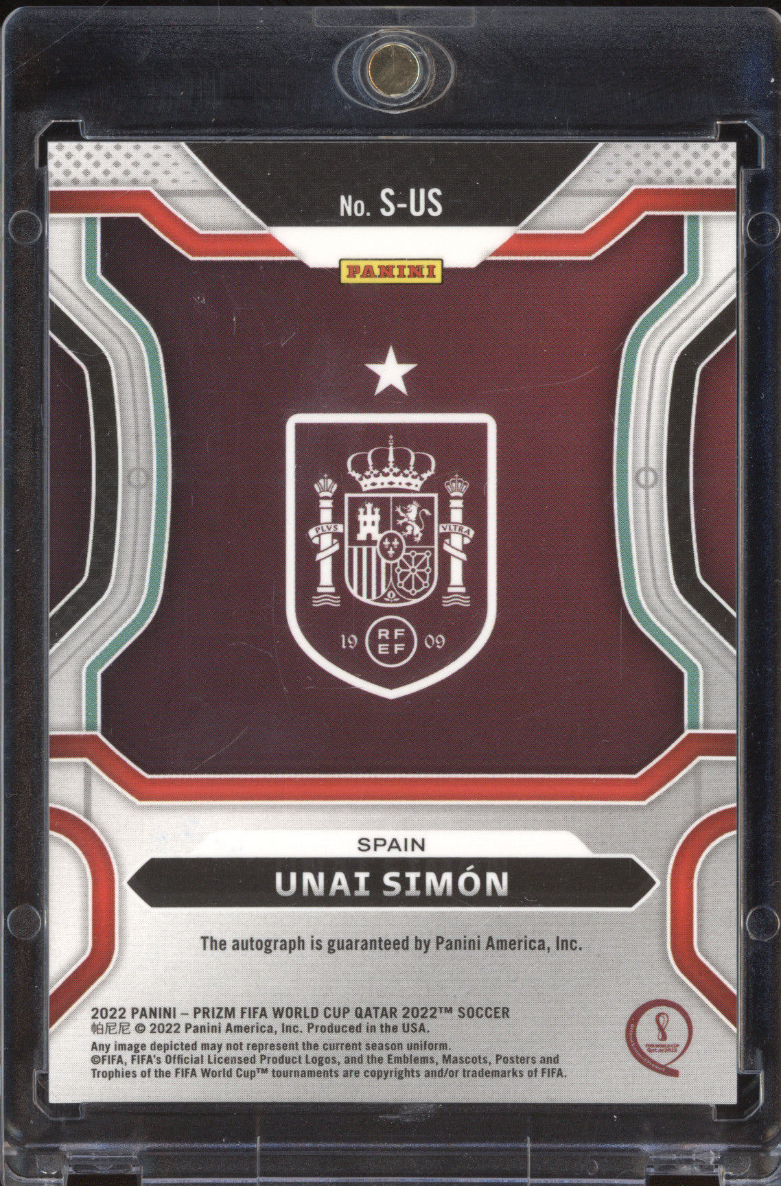 Unai Simon 2022 Panini Prizm FIFA World Cup S-US Signatures