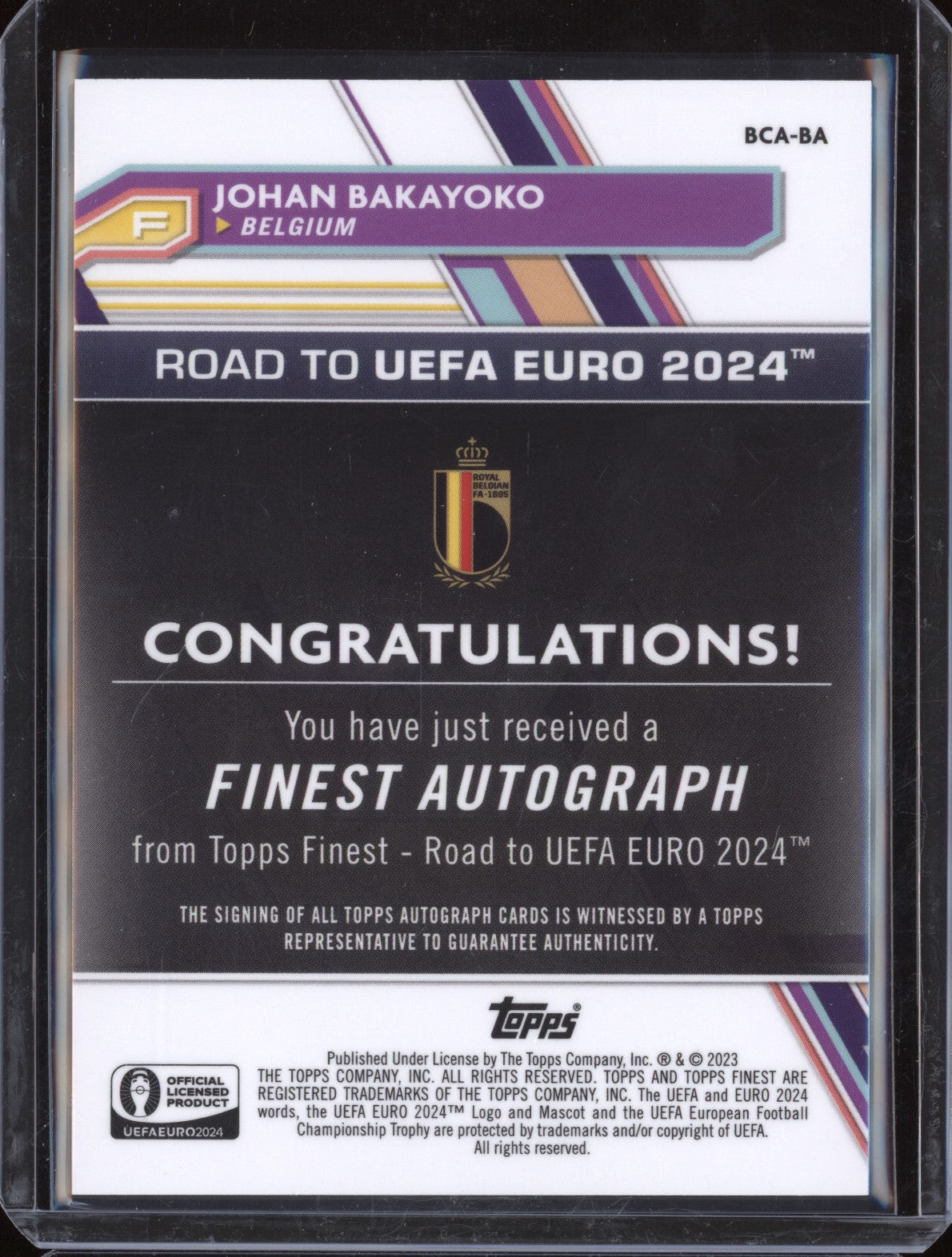 Johan Bakayoko 2023 Toops Finest Euro BCA-BA Refractor Auto National Debut