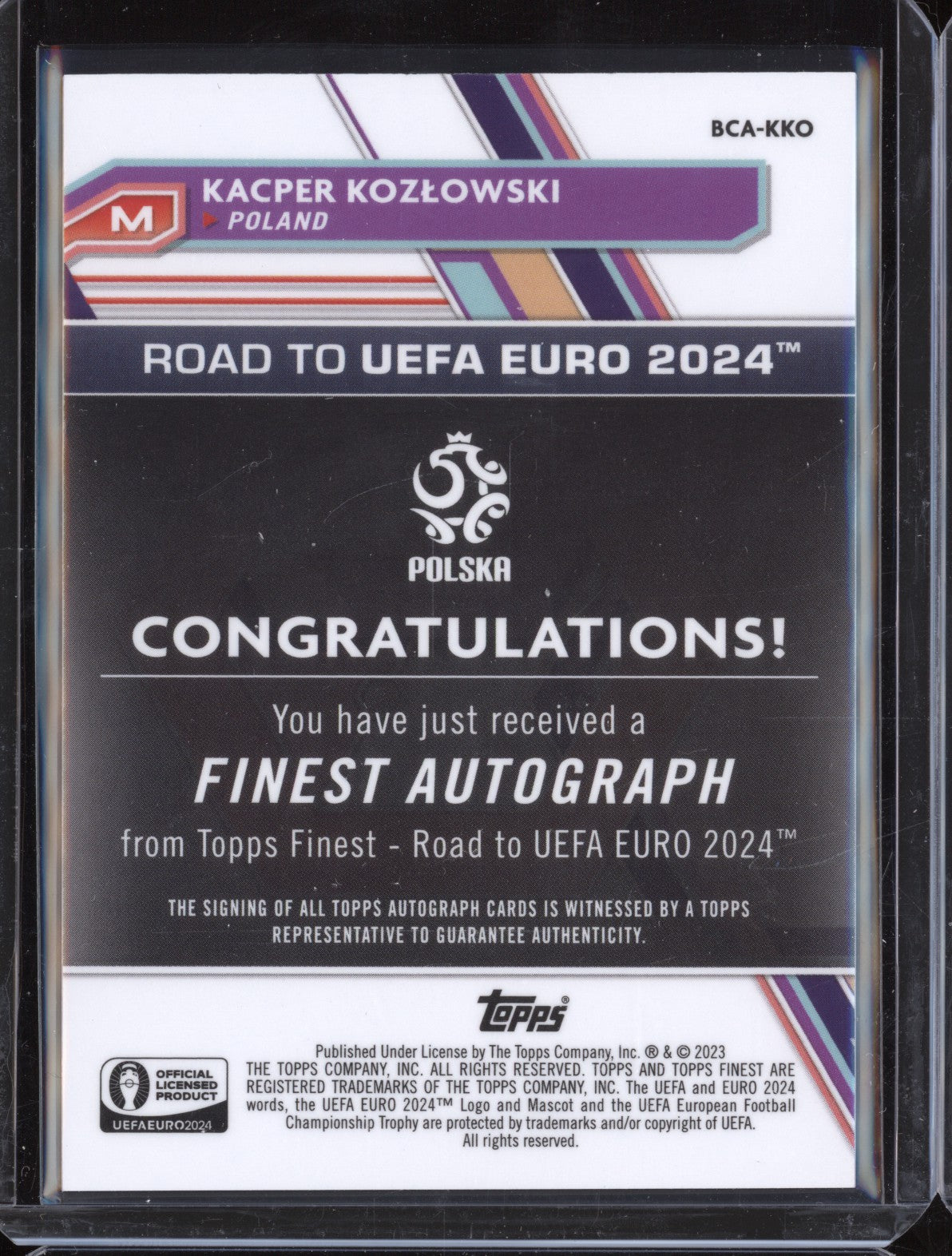 Kacper Kozlowski 2023 Toops Finest Euro BCA-KKO Refractor Auto