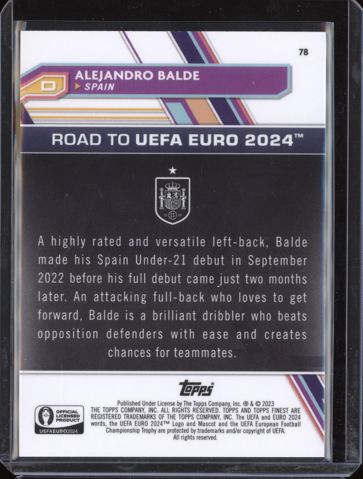 Alejandro Balde 2023 Toops Finest Euro Blue Aqua Refractor Debut 206/250