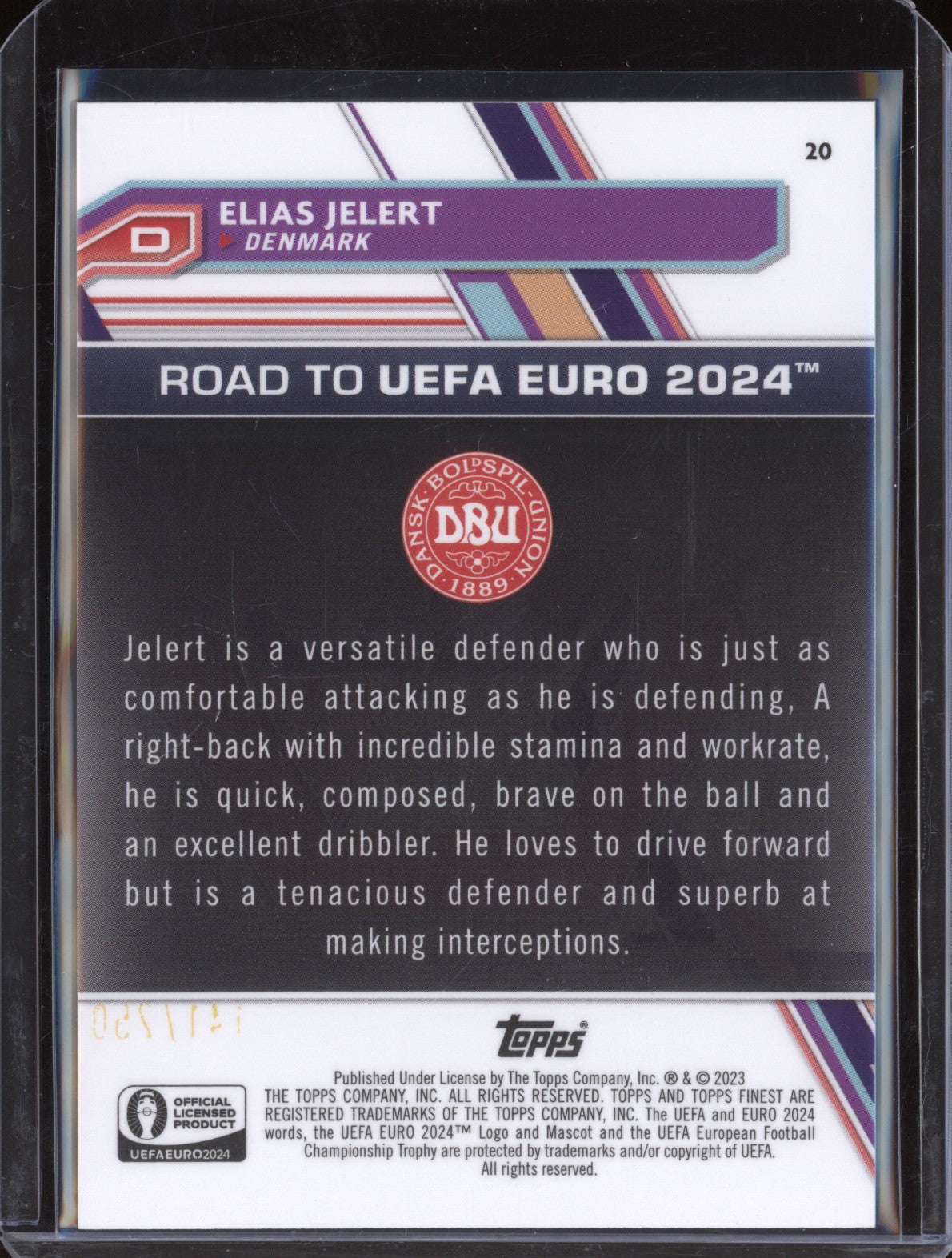 Elias Jelert 2023 Toops Finest Euro Blue Aqua Vaporwave Refractor Debut 140/250