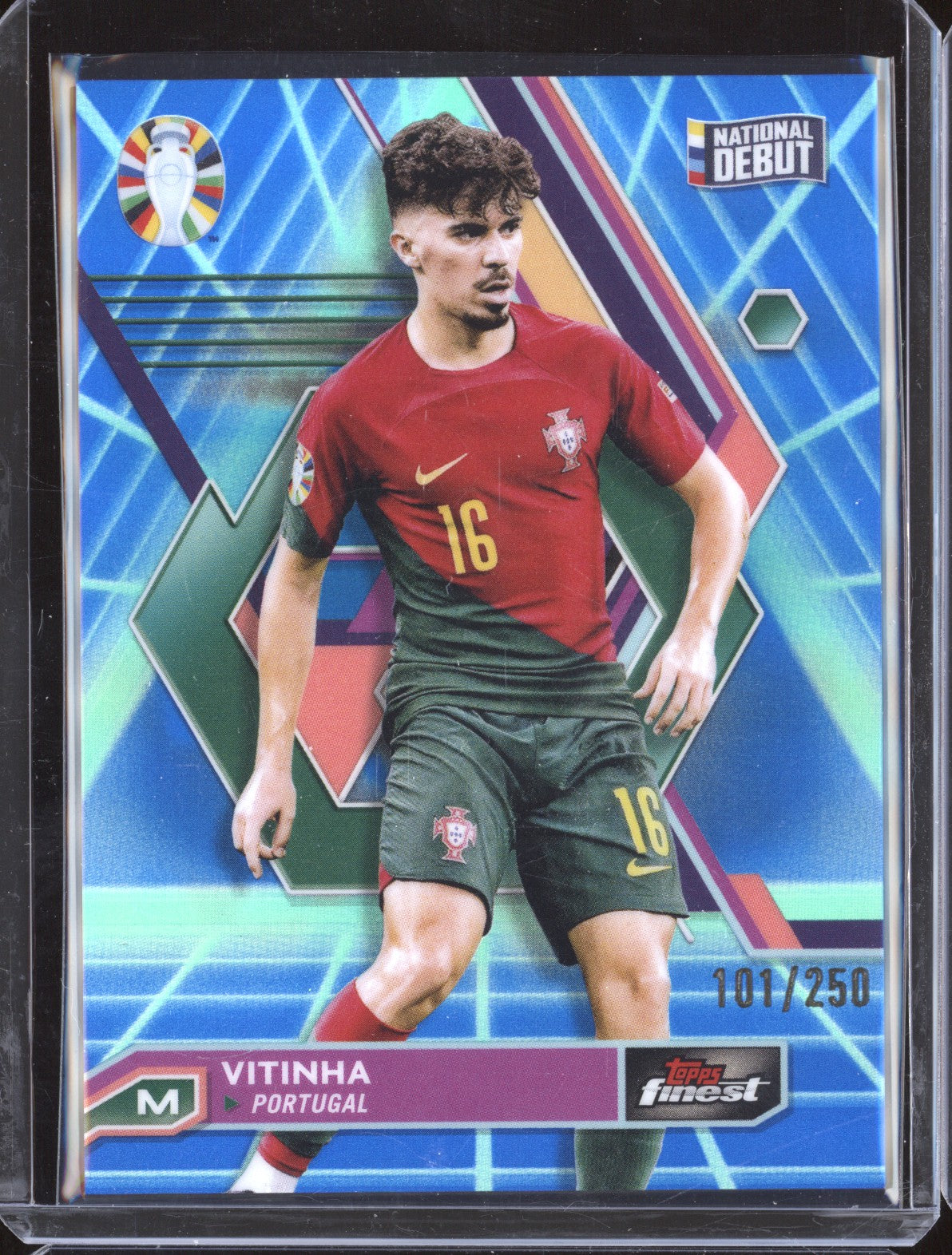 Vitinha 2023 Toops Finest Euro 64 Blue Aqua Vaporwave Refractor Debut 101/250