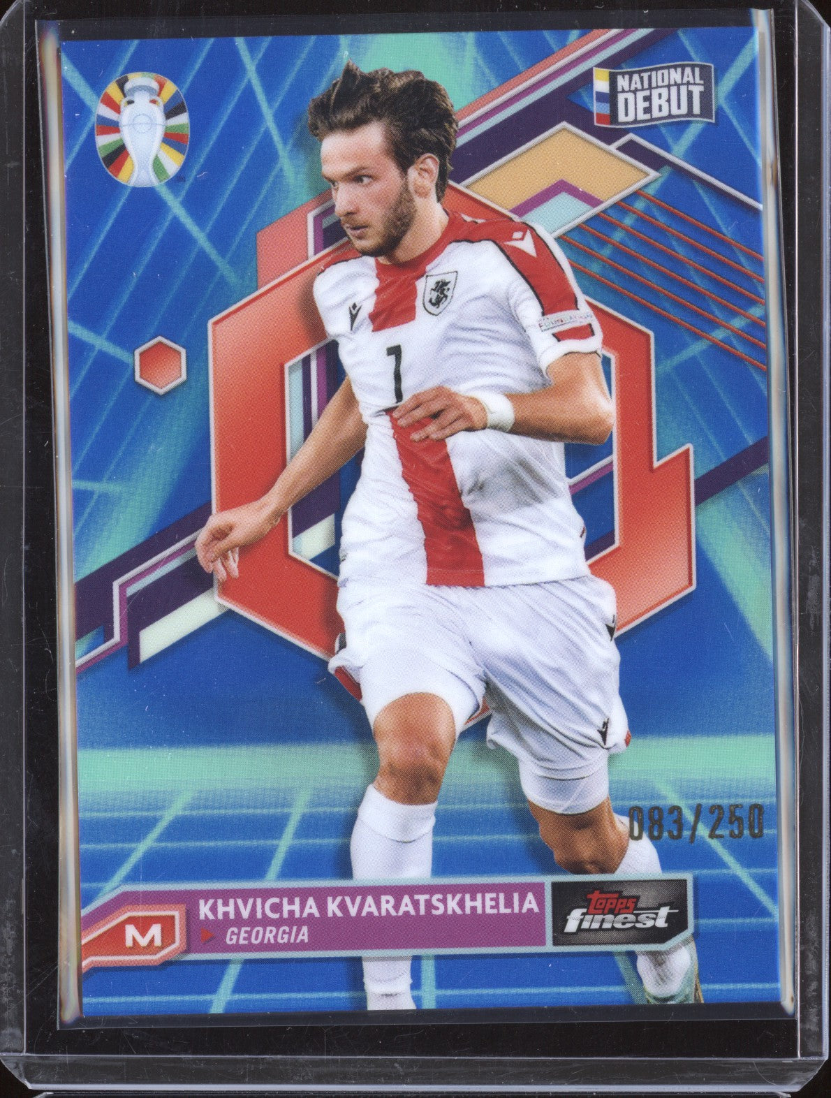 Khvicha Kvaratskhelia 2023 Toops Finest Euro Blue Aqua Refractor Debut 83/250
