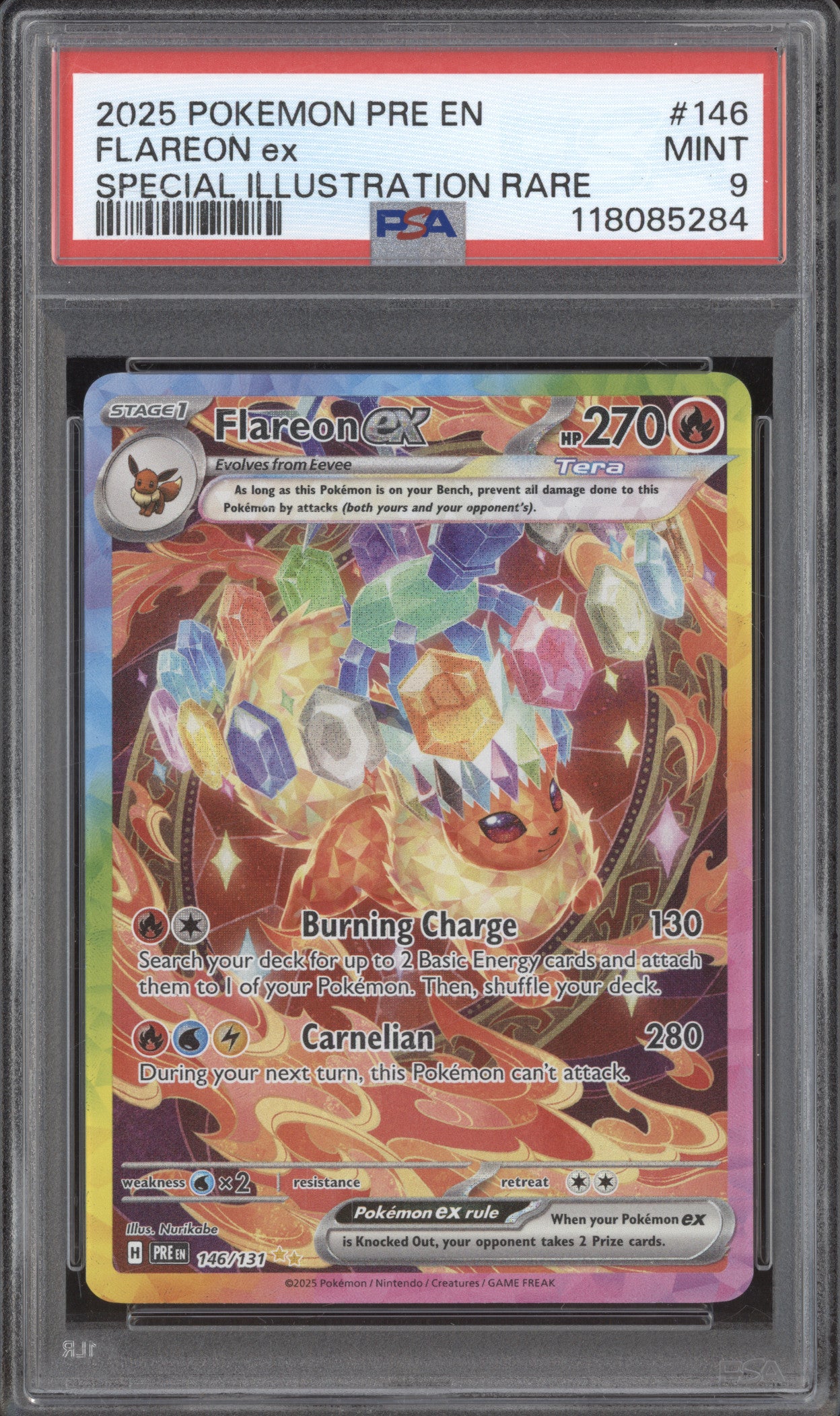 Flareon ex Pokemon Prismatic Evolutions 146/131 Special Illustration Rare PSA 9