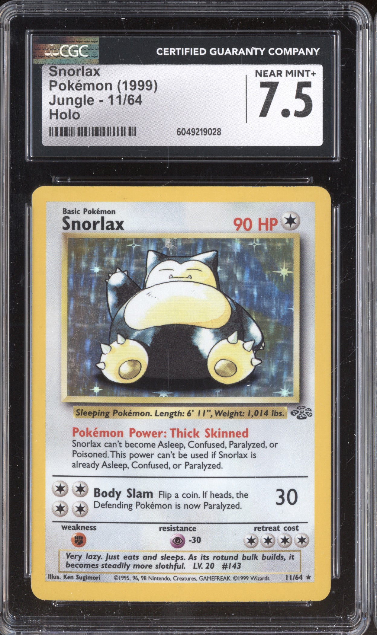 Snorlax 1999 Pokemon Jungle 11/64 Holo CGC 7.5